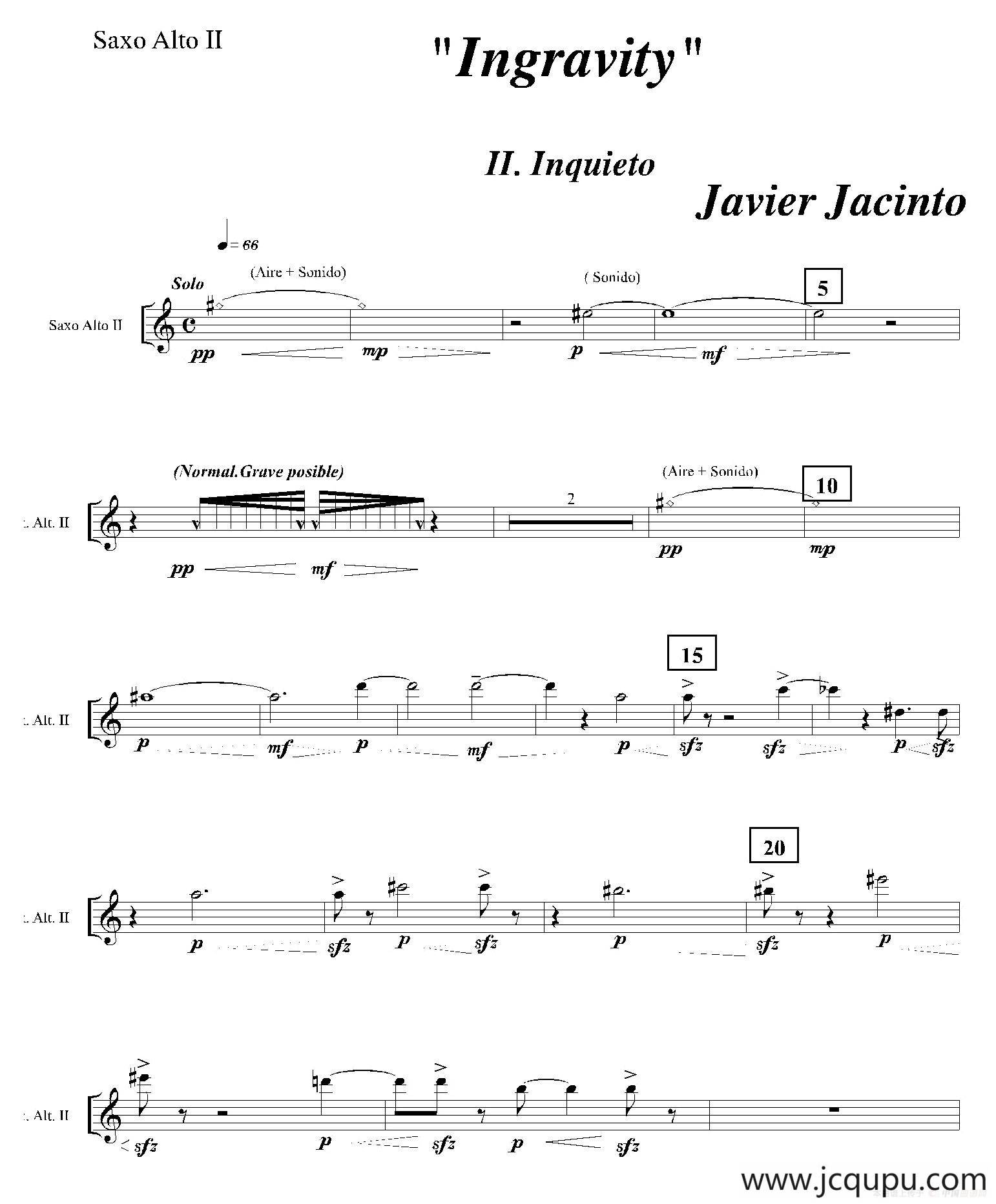 Ingravity（第二乐章）（第二中音萨克斯分谱）简谱