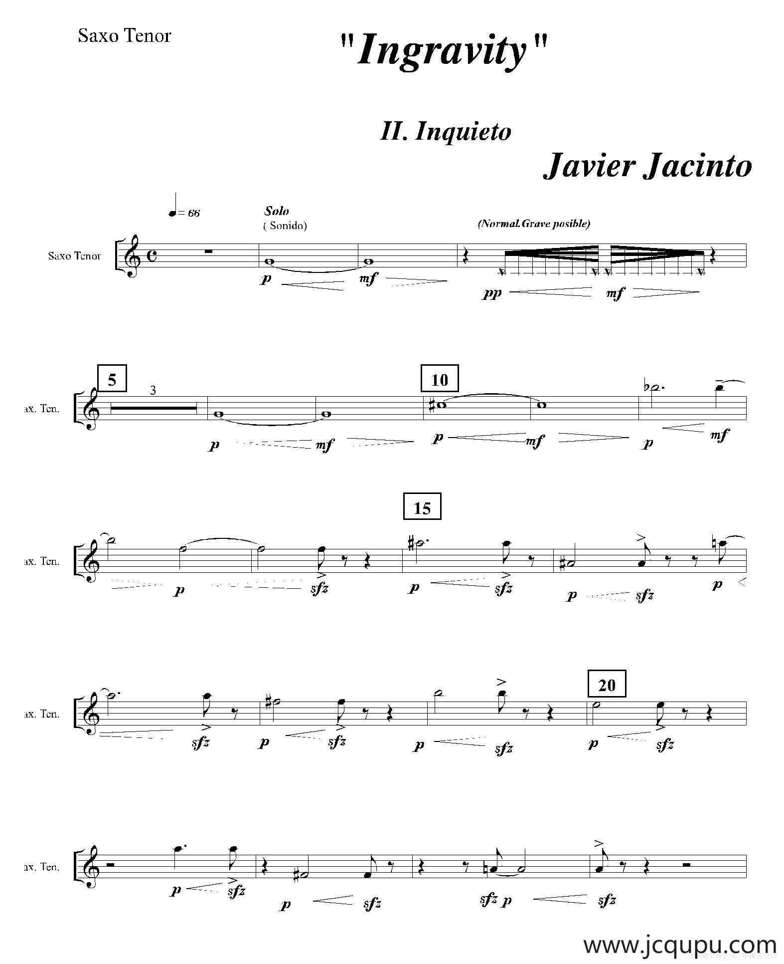 Ingravity（第二乐章）（次中音萨克斯分谱）简谱