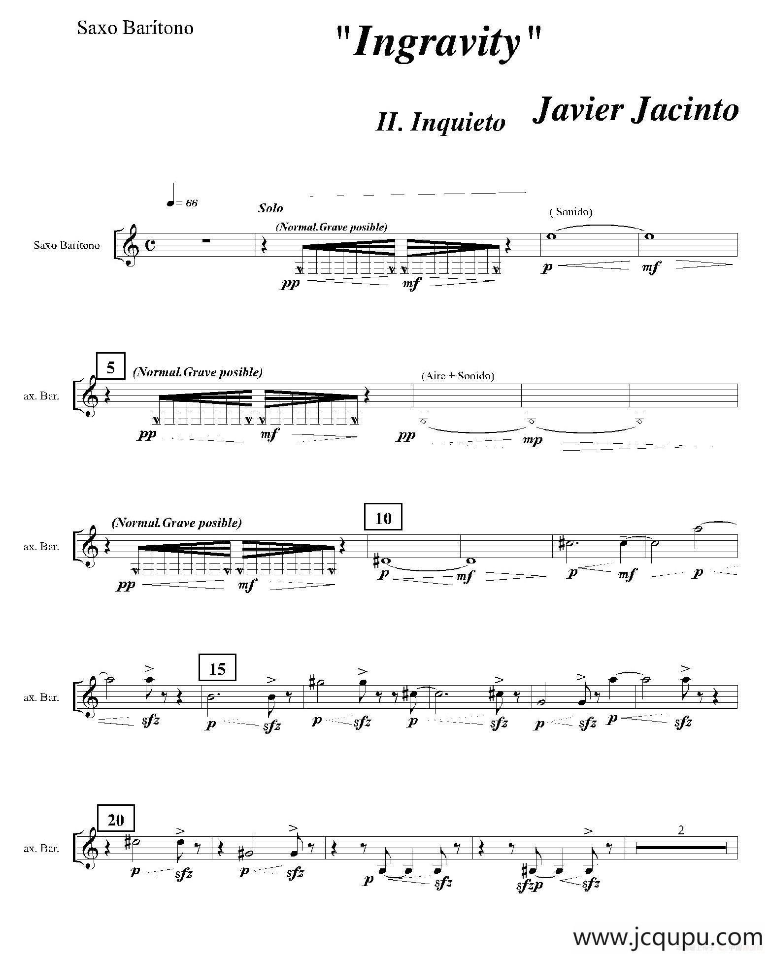 Ingravity（第二乐章）（上低音萨克斯分谱）简谱
