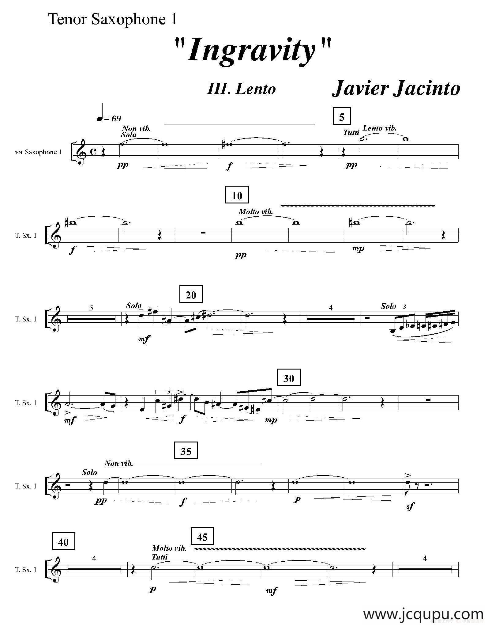 Ingravity（第三乐章）（次中音萨克斯分谱）简谱