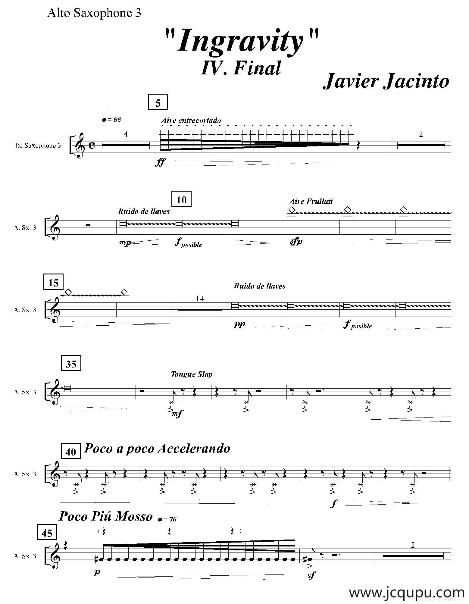 Ingravity（第四乐章）（第三中音萨克斯分谱）简谱