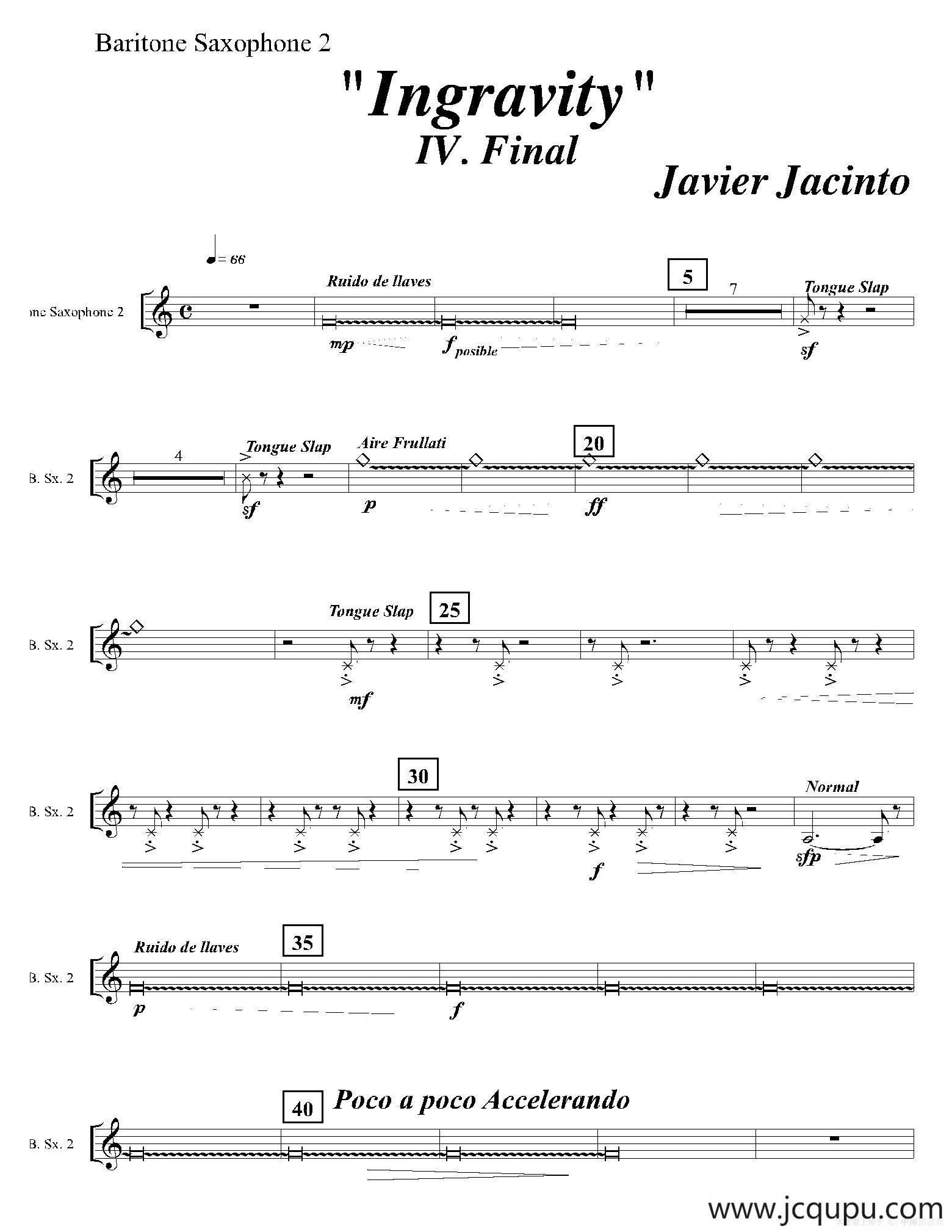 Ingravity（第四乐章）（第二上低音萨克斯分谱）简谱