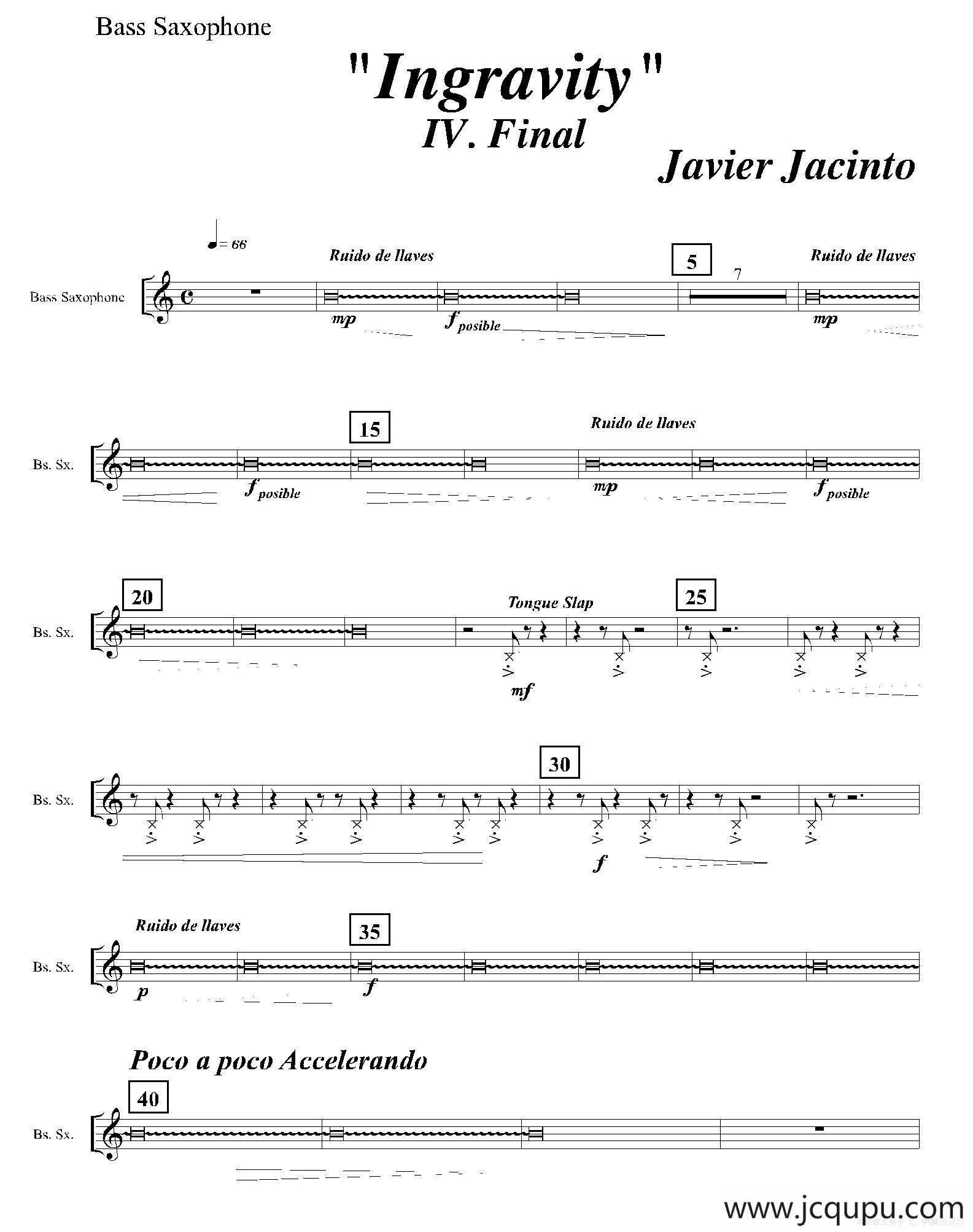 Ingravity（第四乐章）（低音萨克斯分谱）简谱