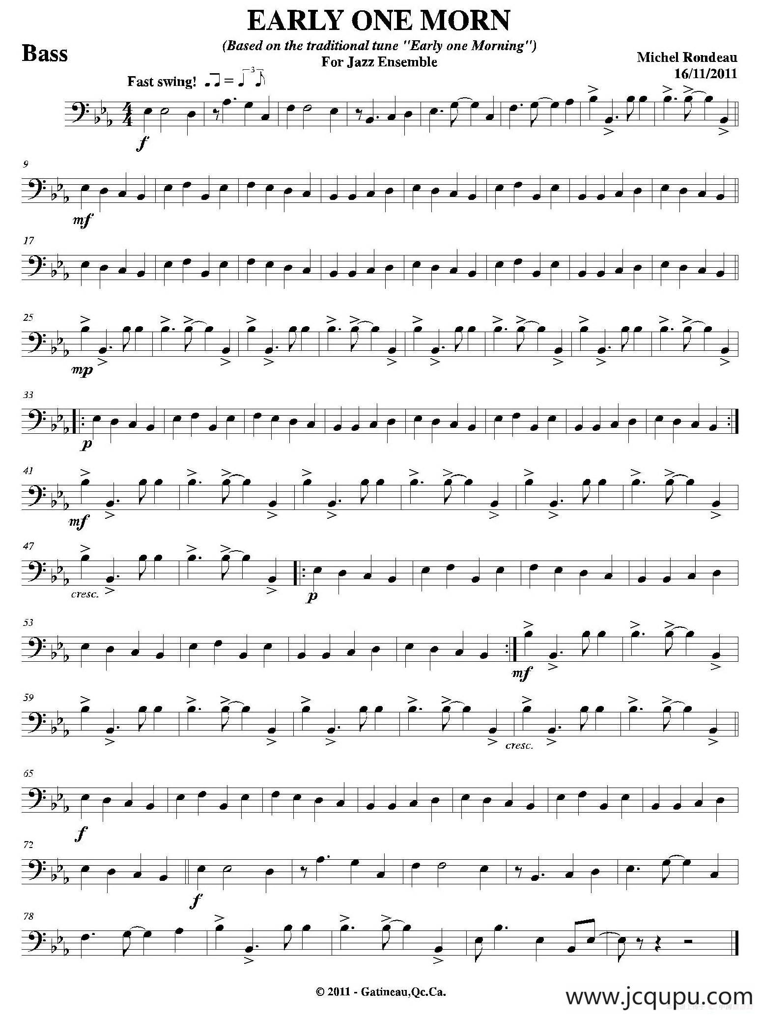 EARLY ONE MORN（贝司分谱）简谱