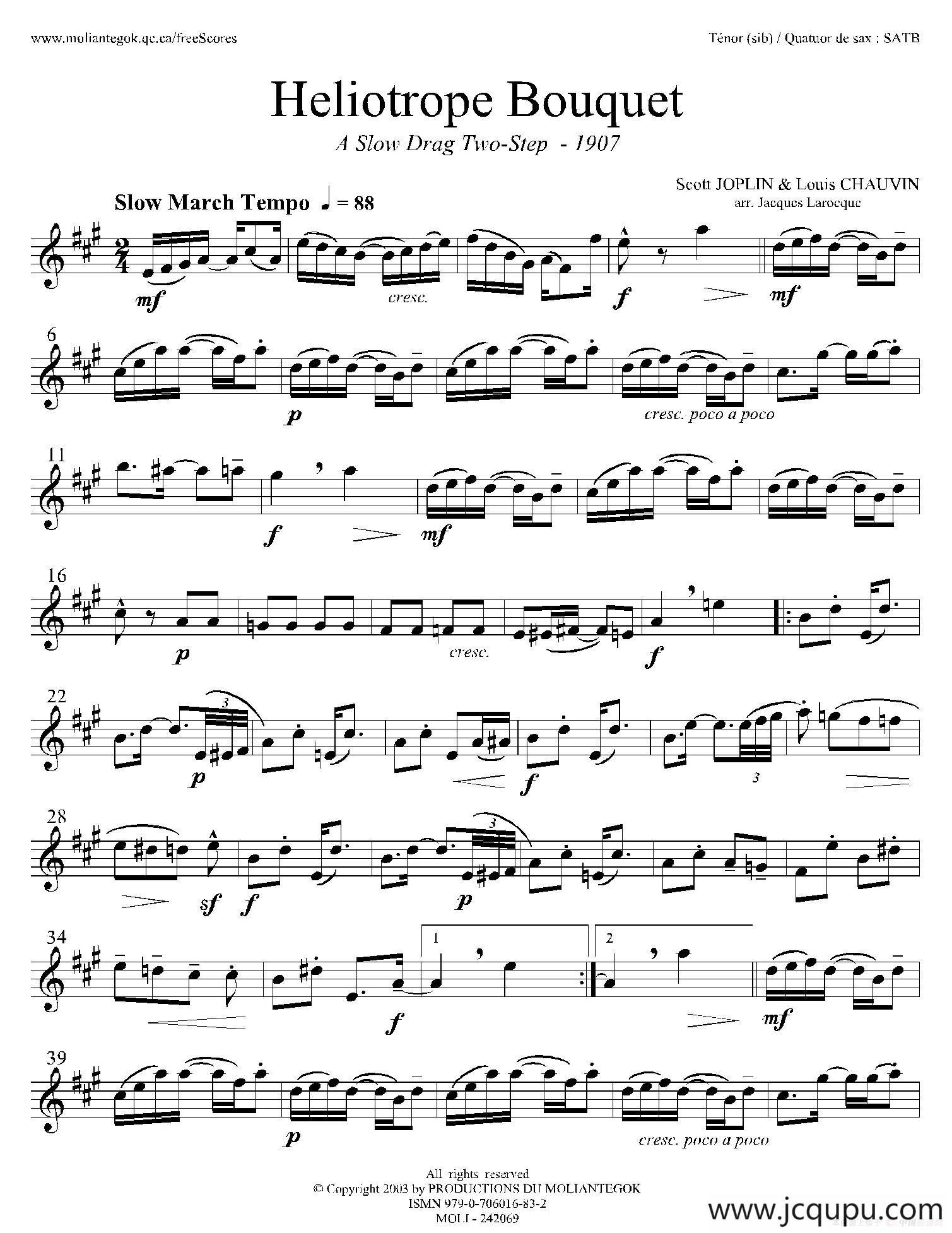 Heliotrope Bouquet（四重奏高音萨克斯分谱）简谱