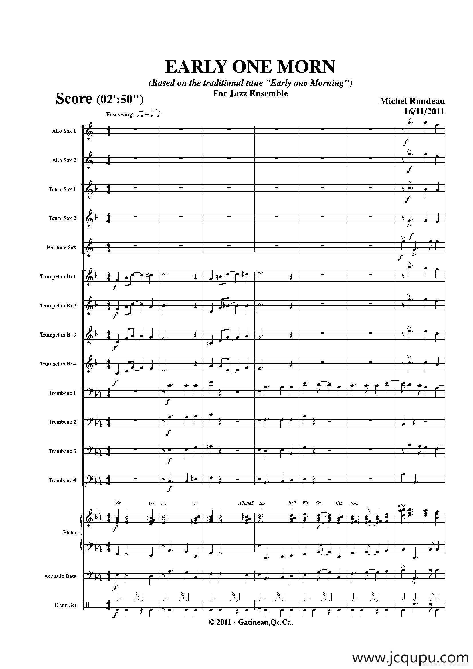 EARLY ONE MORN（总谱）简谱