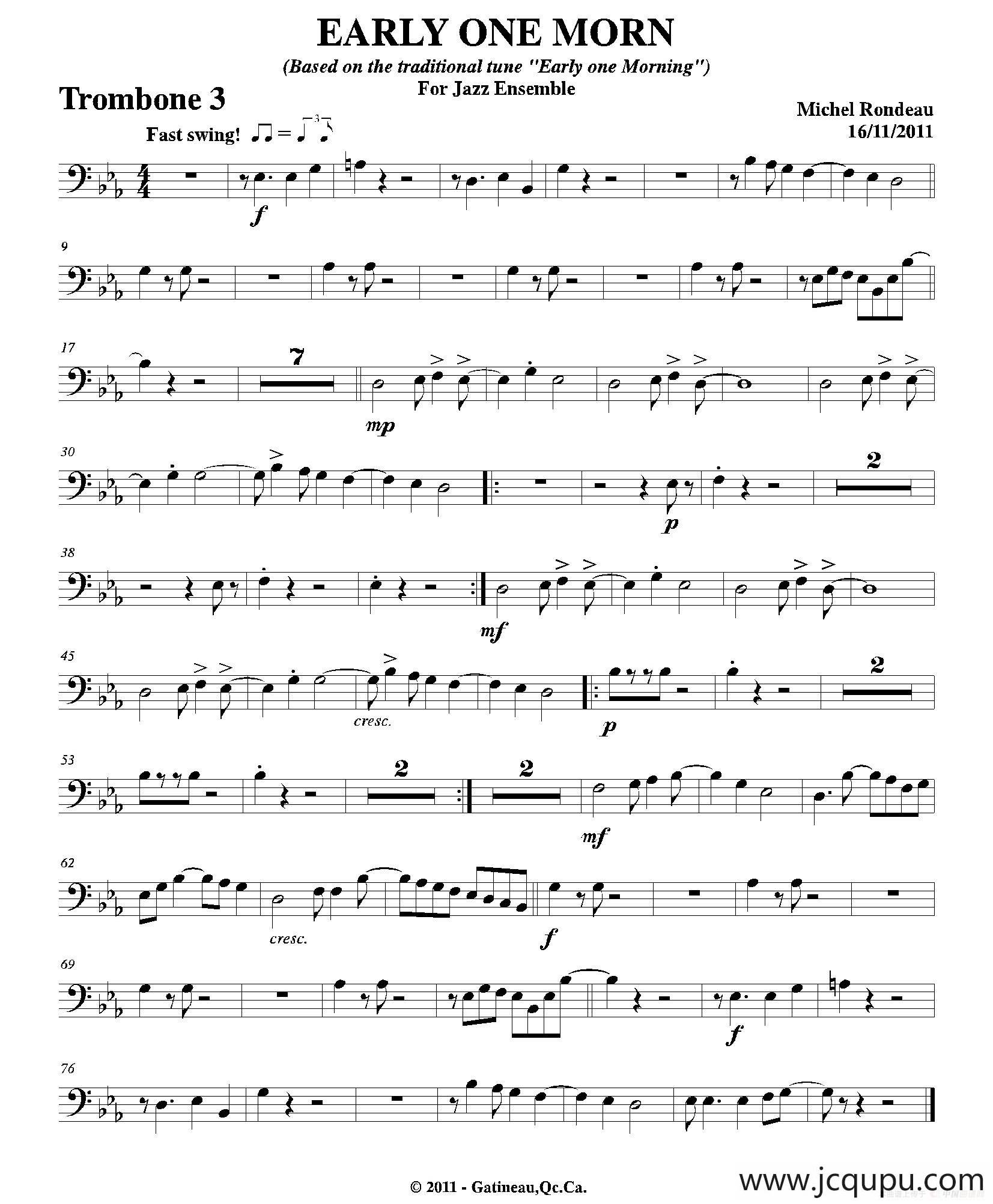 EARLY ONE MORN（第三长号分谱）简谱