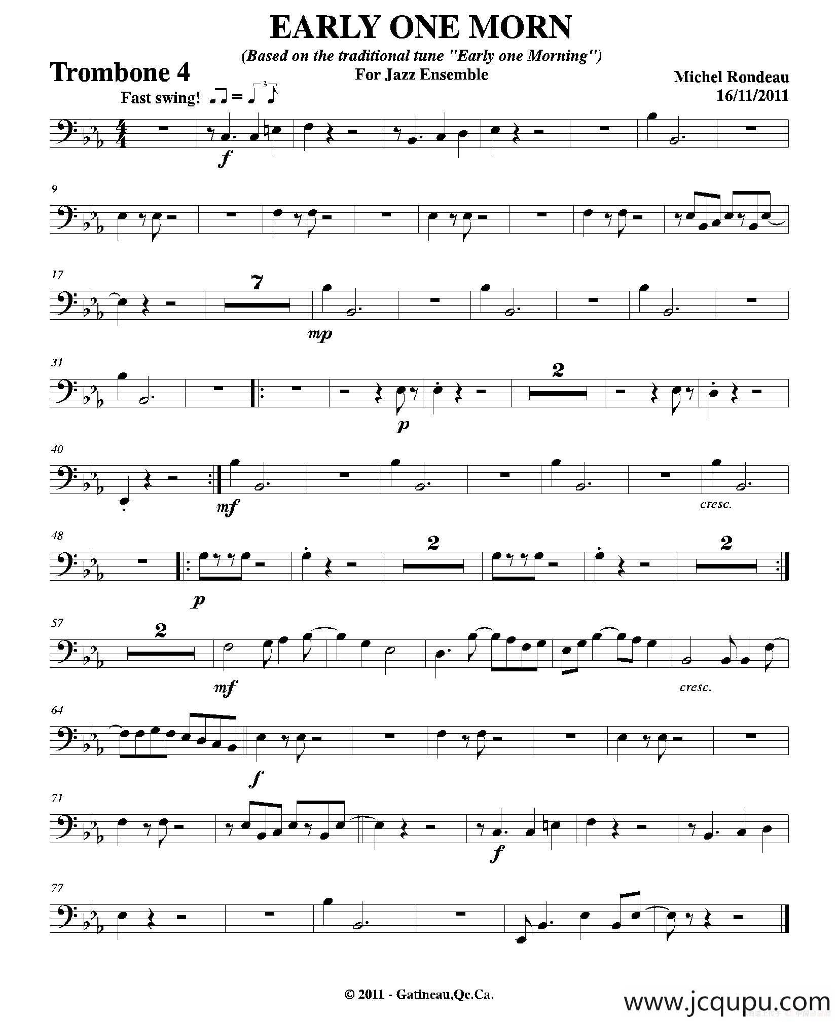 EARLY ONE MORN（第四长号分谱）简谱