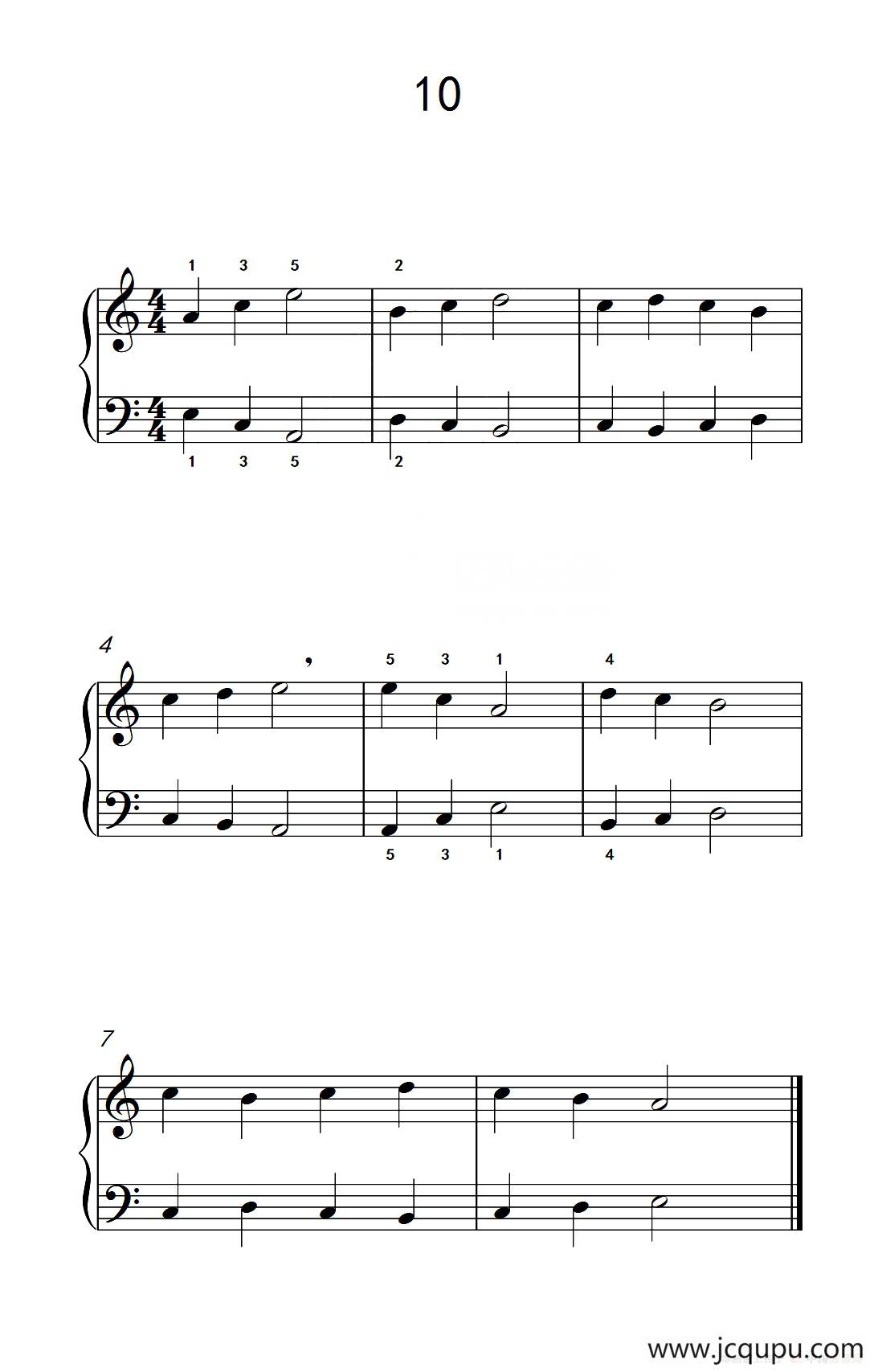 一.非连音练习10（儿童钢琴手指练习 1）简谱