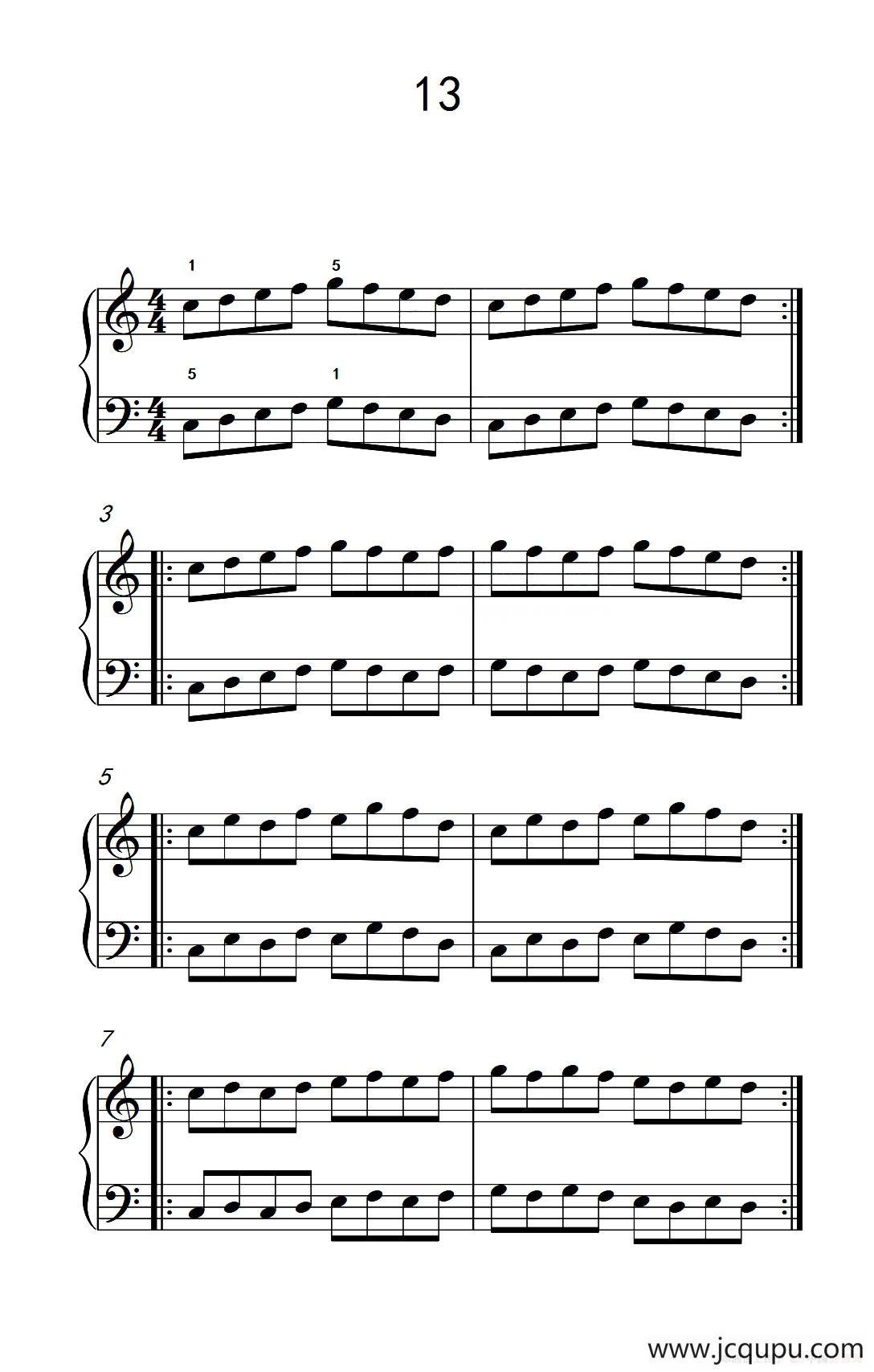 三.五组基本练习13（儿童钢琴手指练习 1）简谱