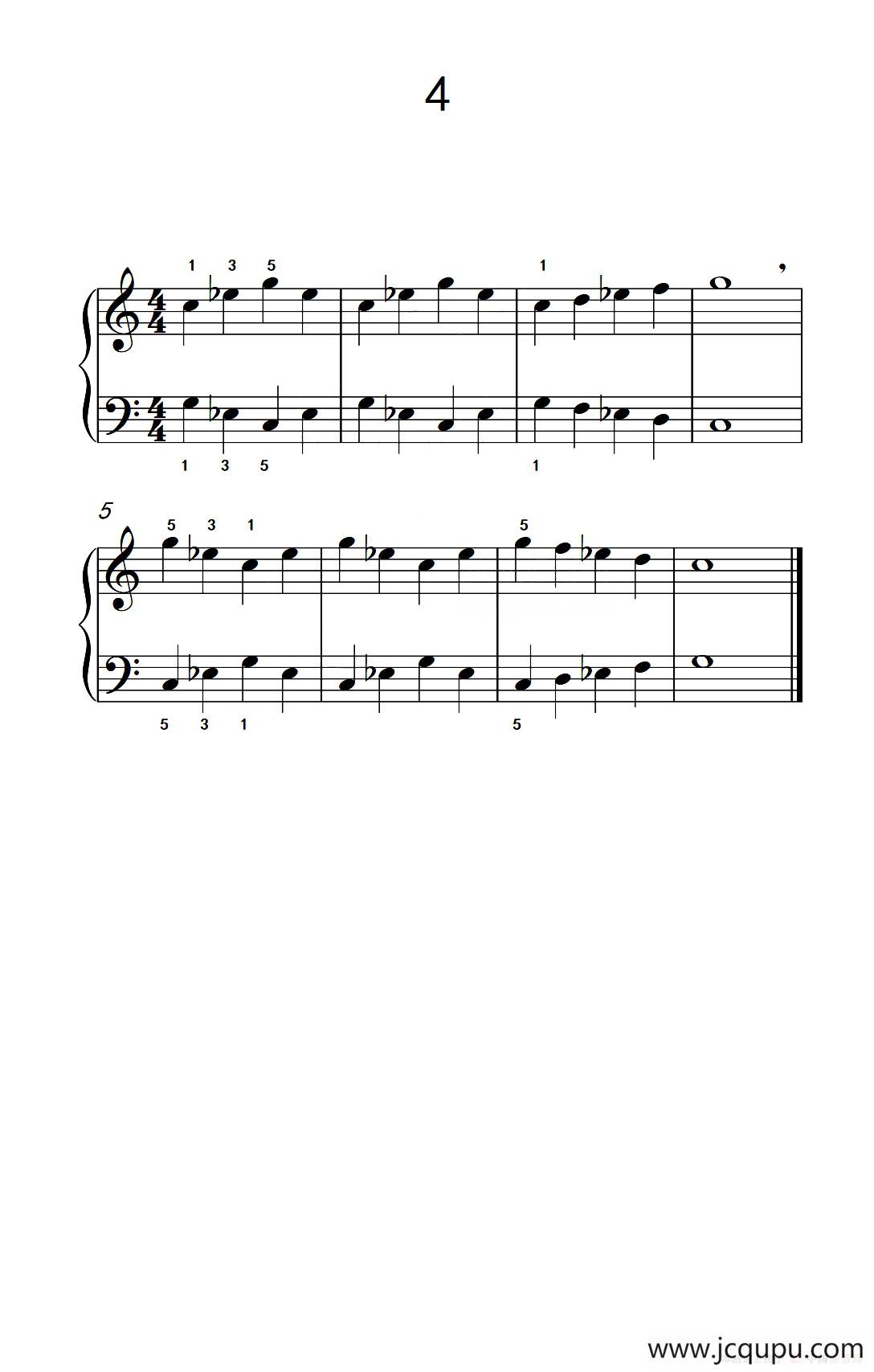 一.非连音练习4（儿童钢琴手指练习 1）简谱