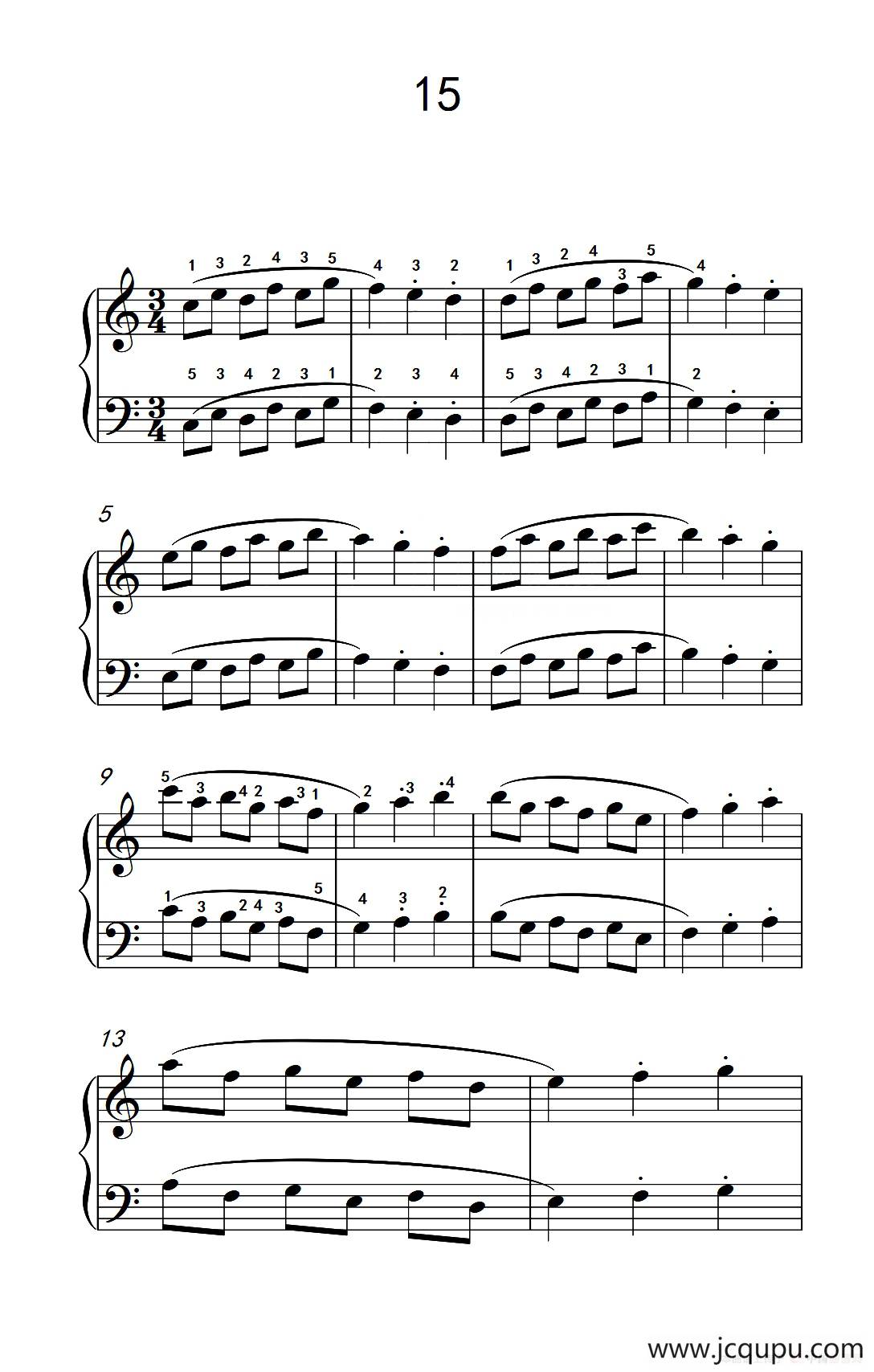 四.连音及跳音的混合练习15（儿童钢琴手指练习 1）简谱