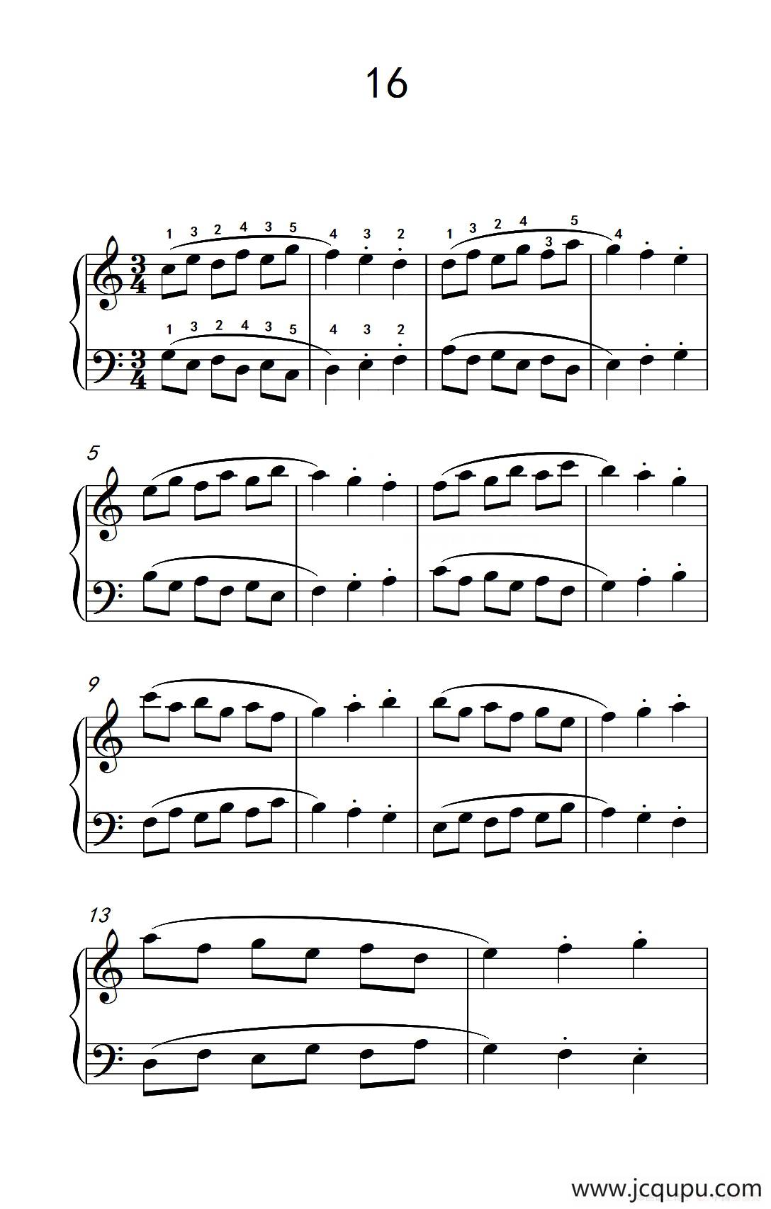 连音及跳音的混合练习16（儿童钢琴手指练习 1）简谱