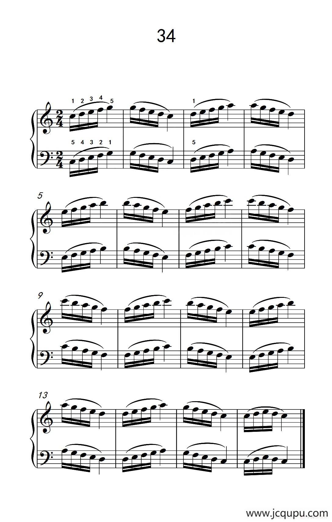 八.提高速度.增强手指灵活性的练习34（儿童钢琴手指练习 1）简谱