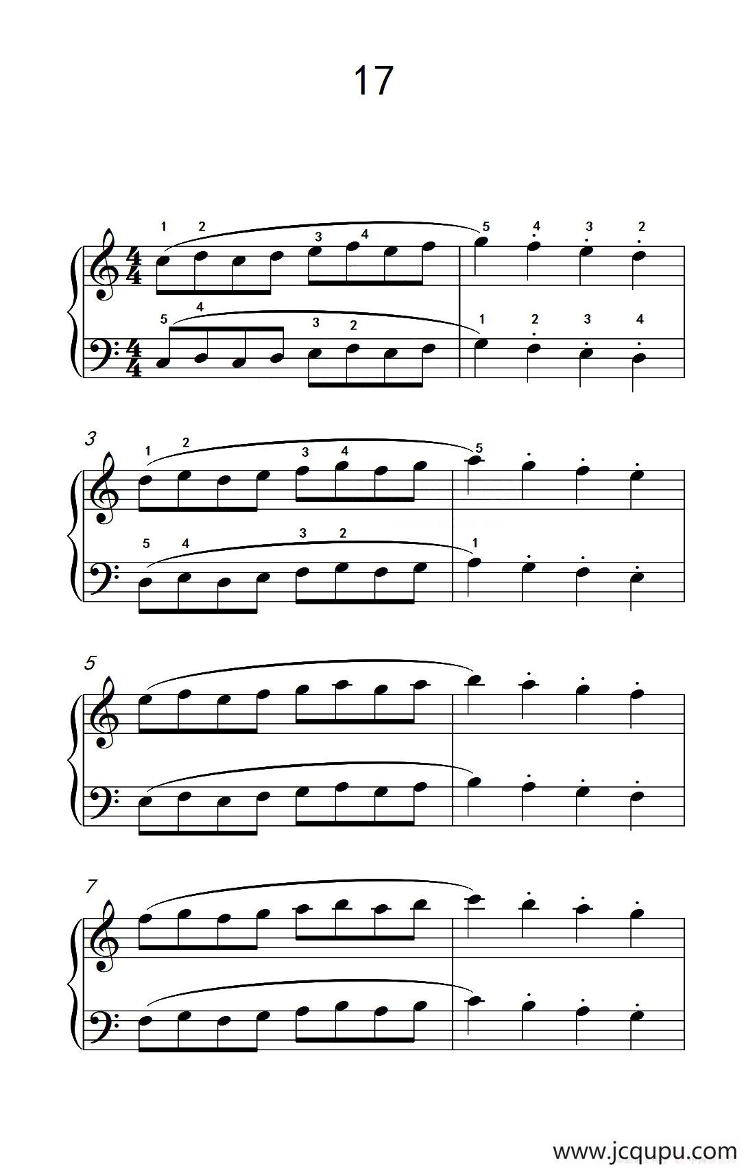 四.连音及跳音的混合练习17（儿童钢琴手指练习 1）简谱