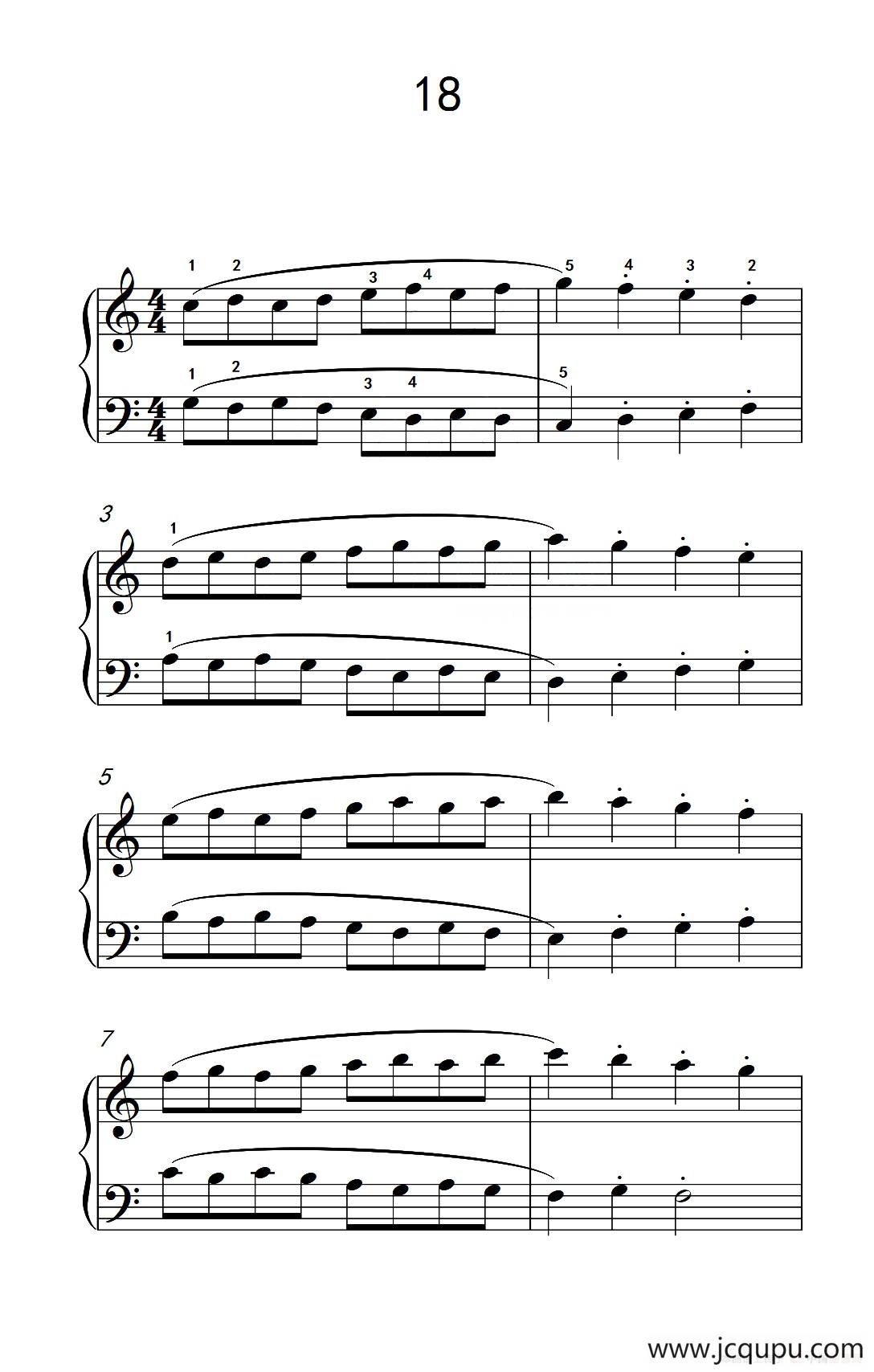 连音及跳音的混合练习18（儿童钢琴手指练习 1）简谱