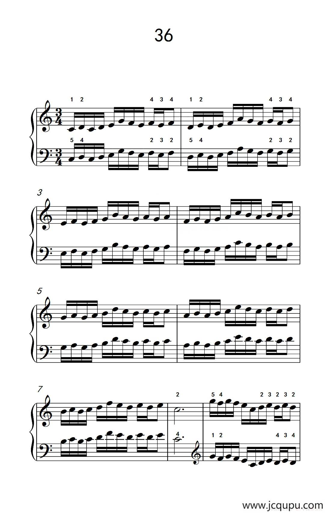 八.提高速度.增强手指灵活性的练习36（儿童钢琴手指练习 1）简谱