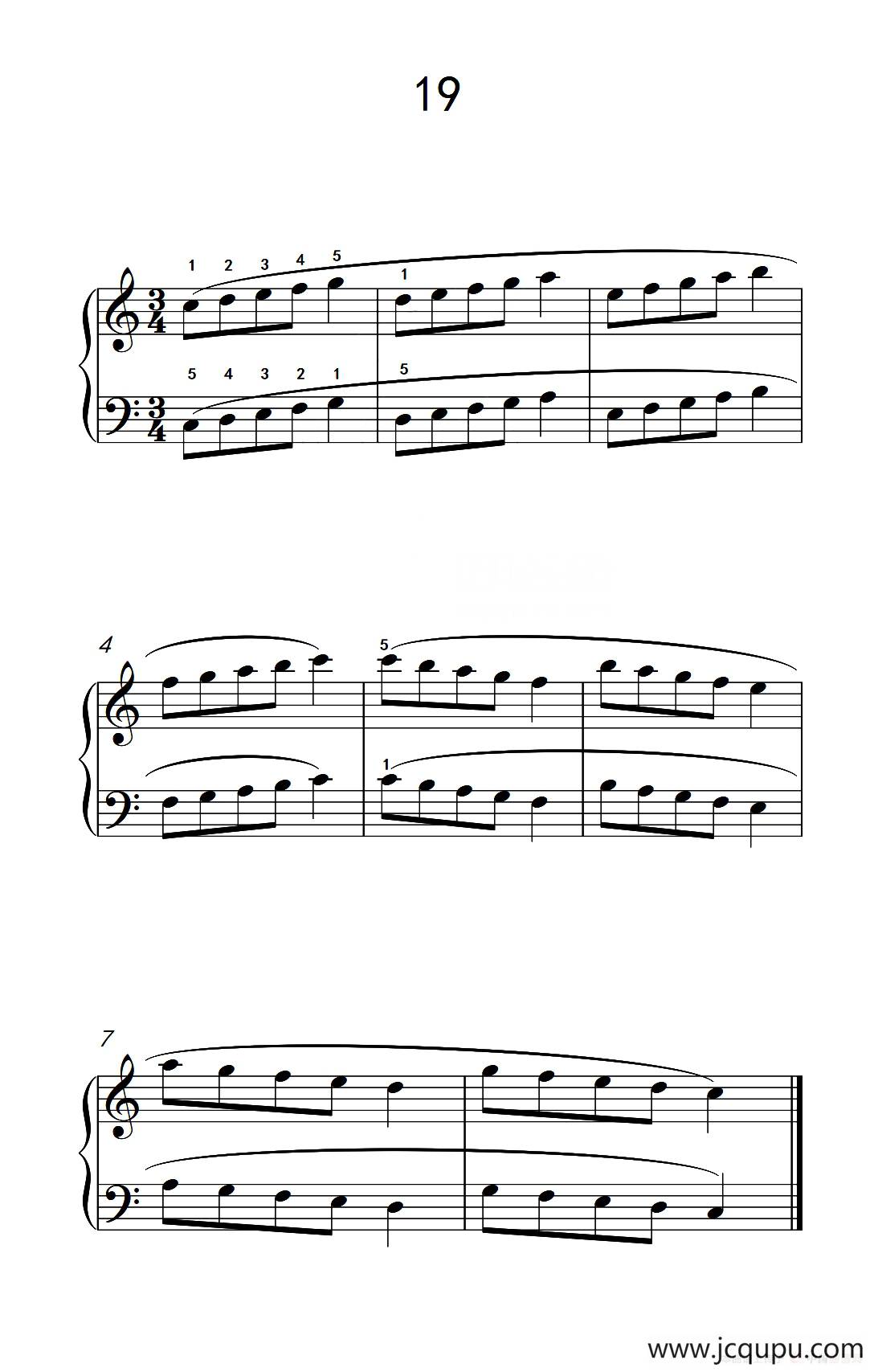 五.长句子的连奏19（儿童钢琴手指练习 1）简谱