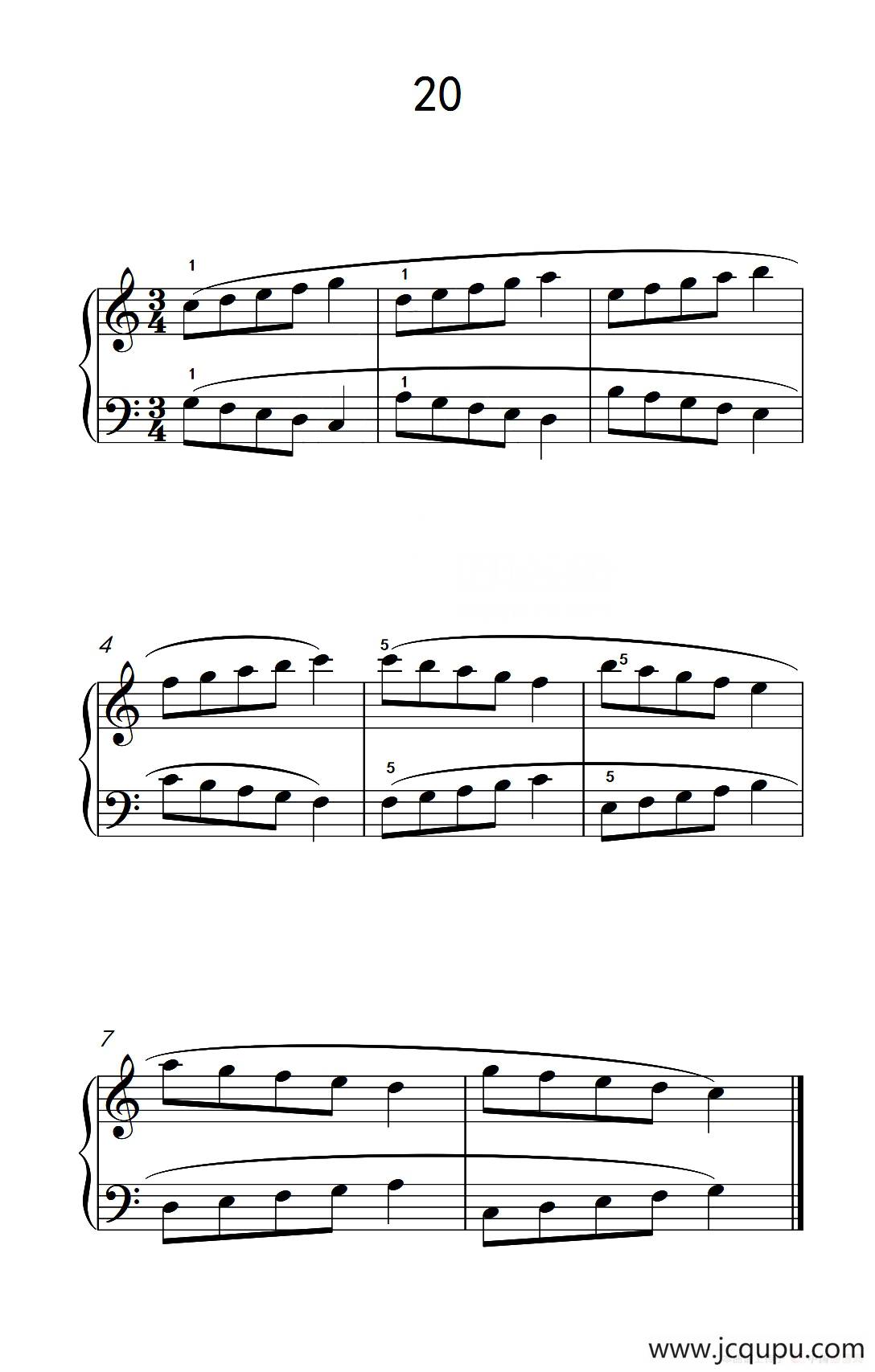 五.长句子的连奏20（儿童钢琴手指练习 1）简谱