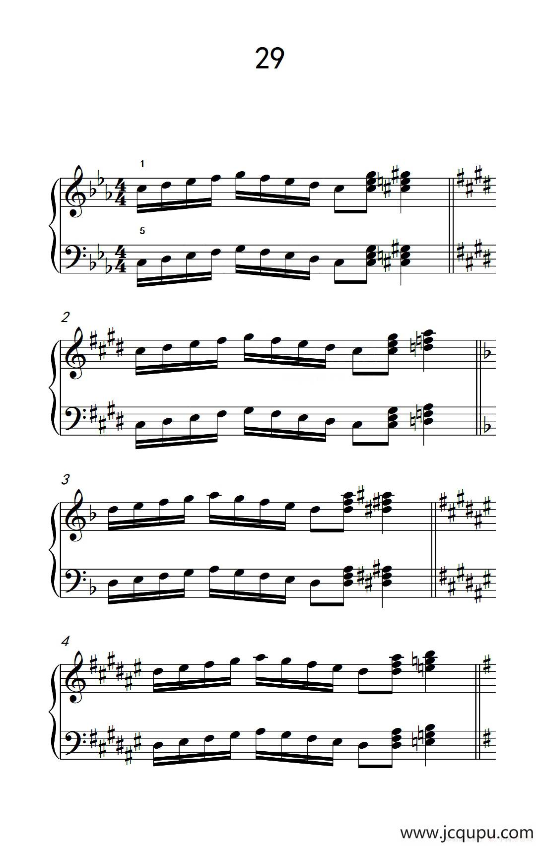 七.五指原位移调练习29（儿童钢琴手指练习 1）简谱