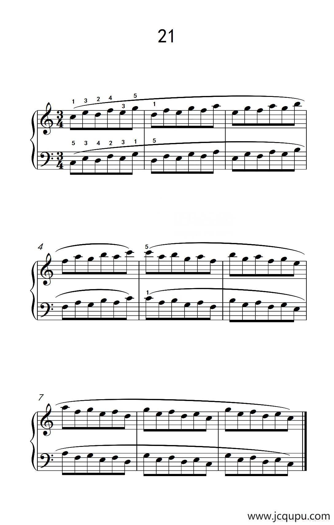五.长句子的连奏21（儿童钢琴手指练习 1）简谱