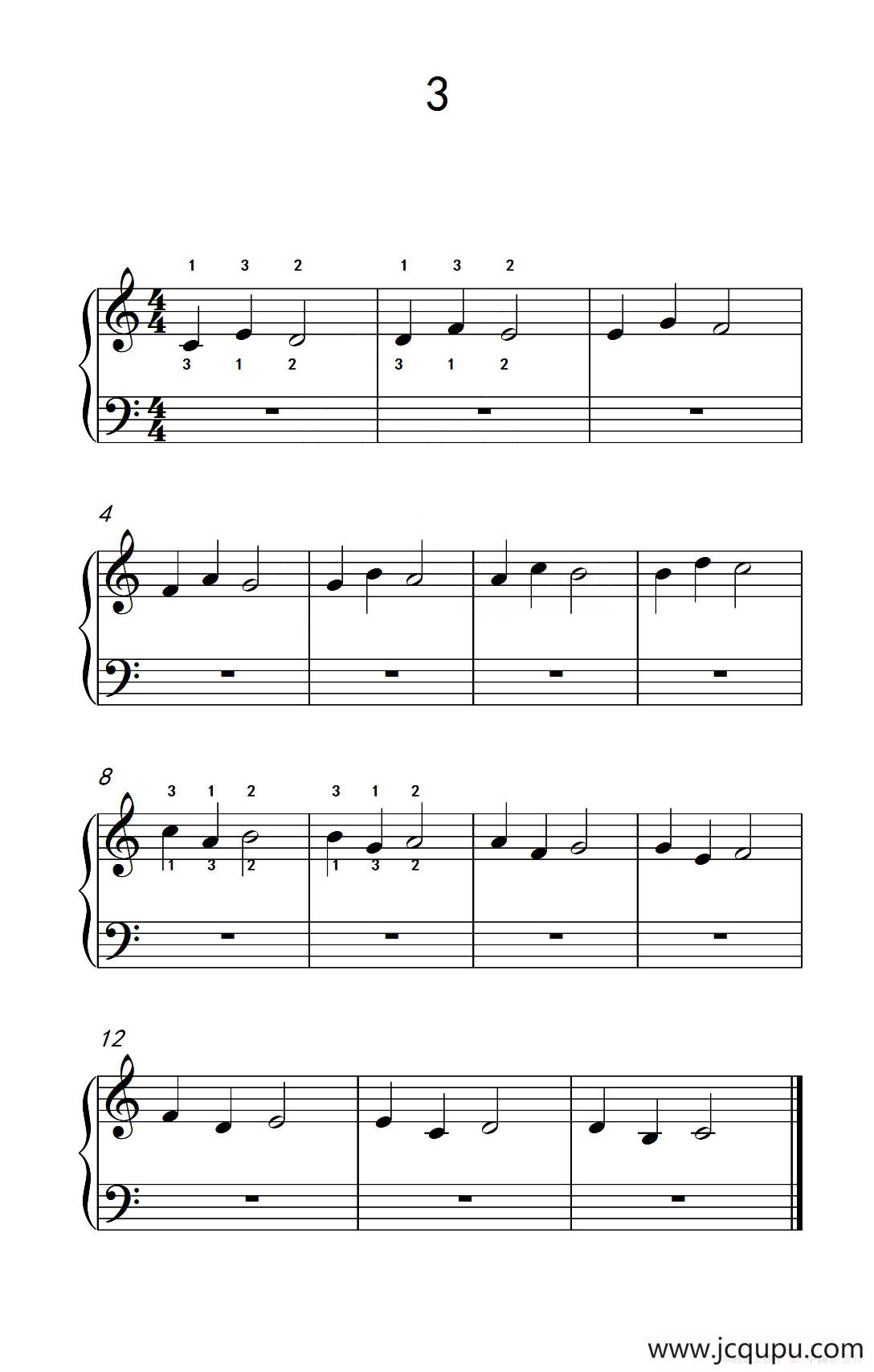 非连音练习 3（儿童钢琴手指练习 2）简谱