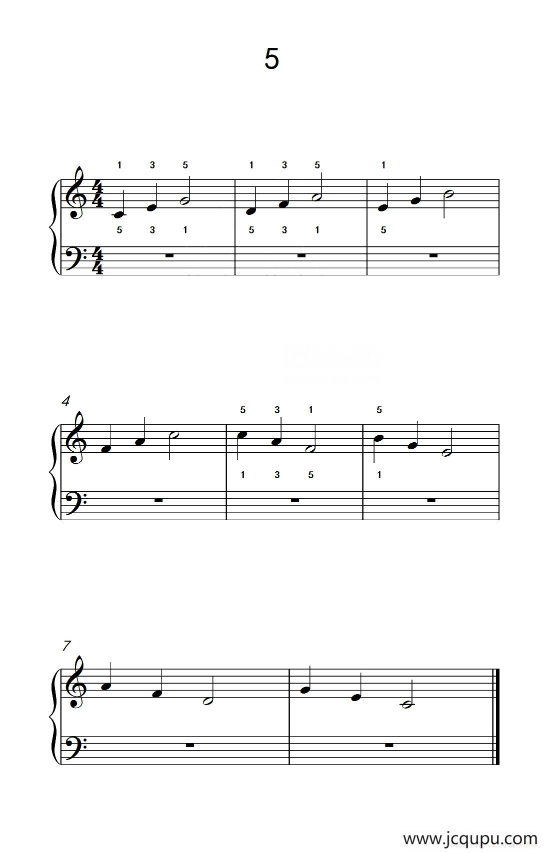 非连音练习 5（儿童钢琴手指练习 2）简谱