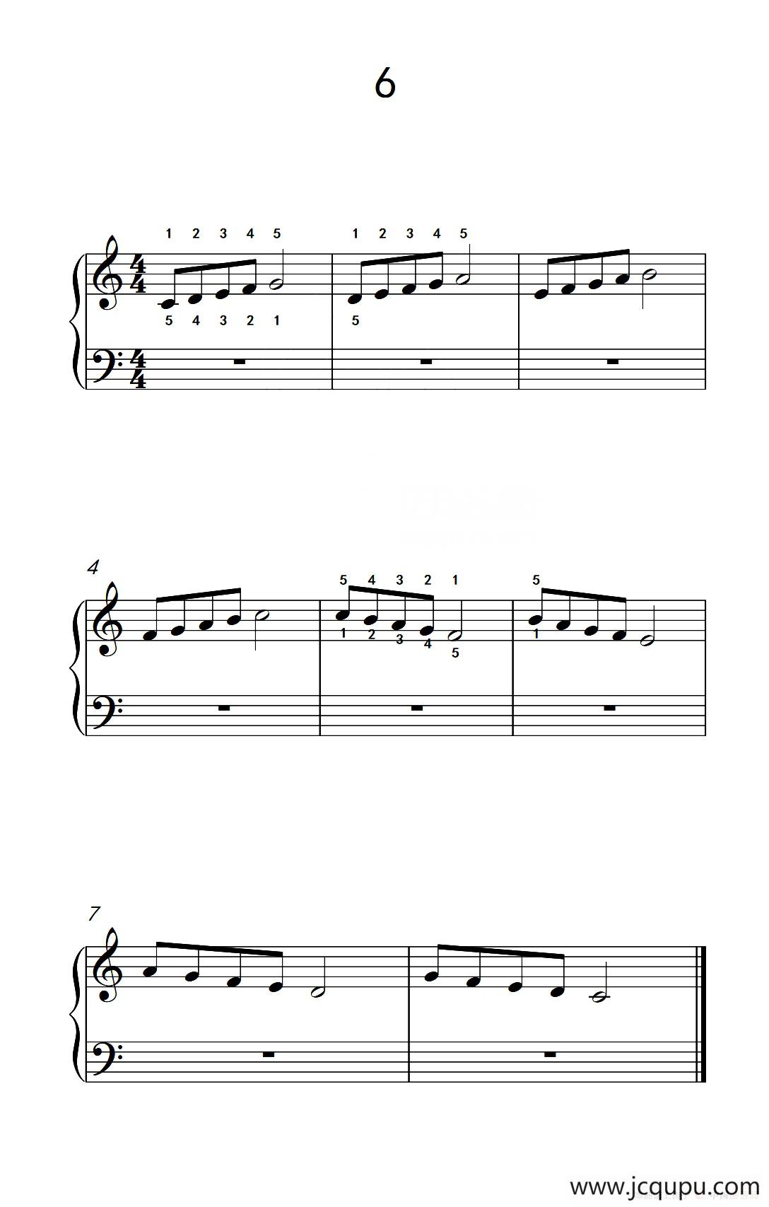 非连音练习 6（儿童钢琴手指练习 2）简谱