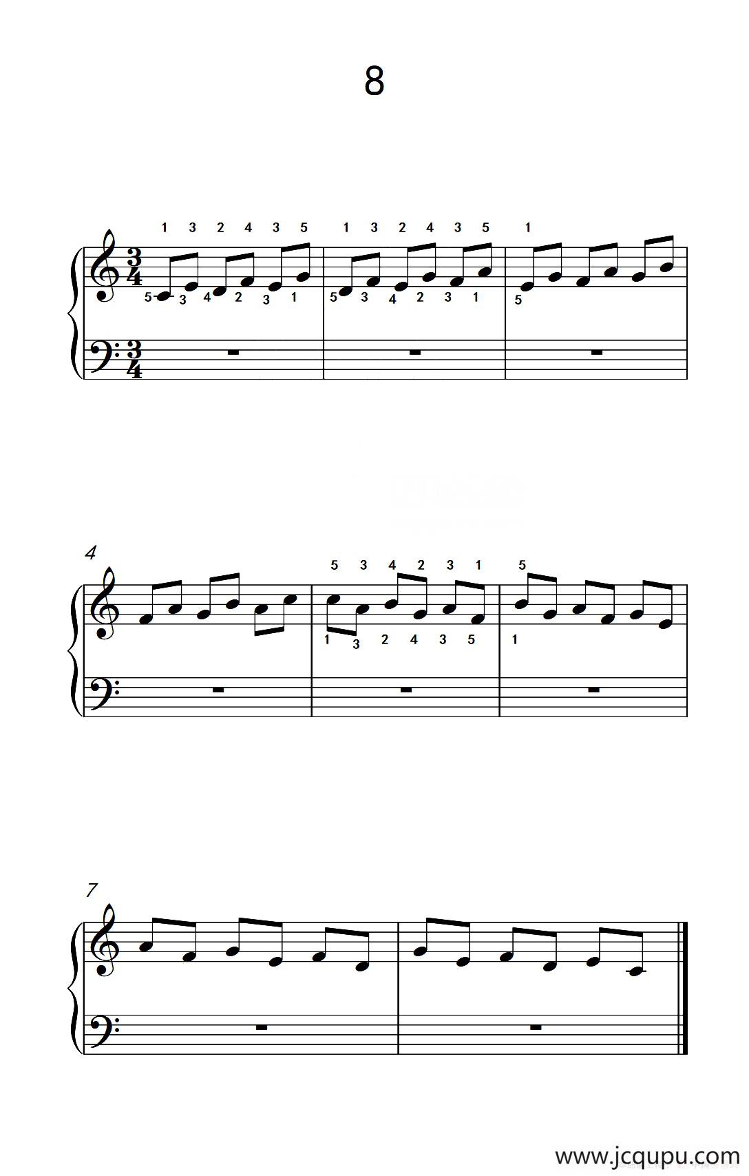 非连音练习 8（儿童钢琴手指练习 2）简谱