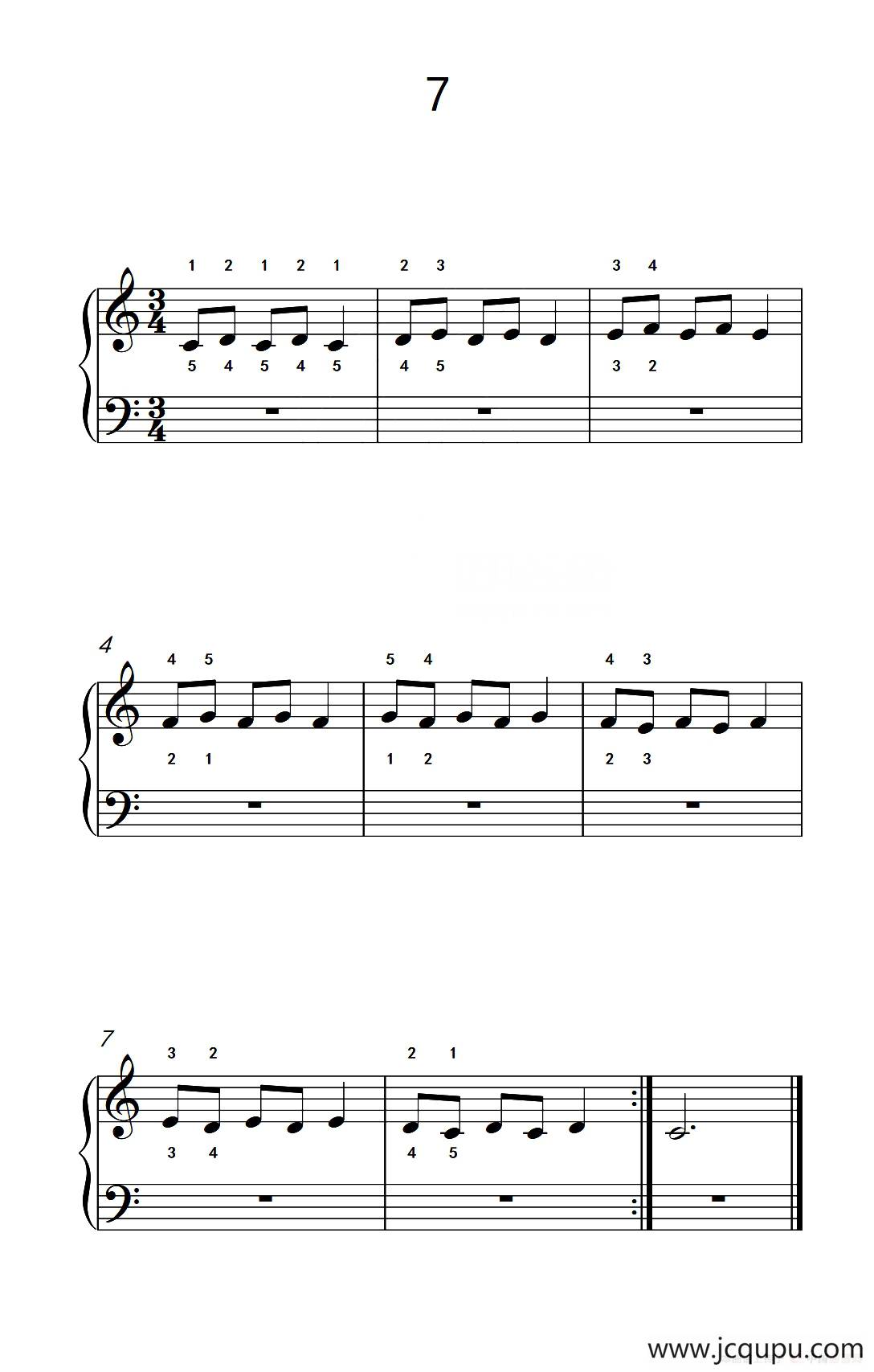 非连音练习 7（儿童钢琴手指练习 2）简谱