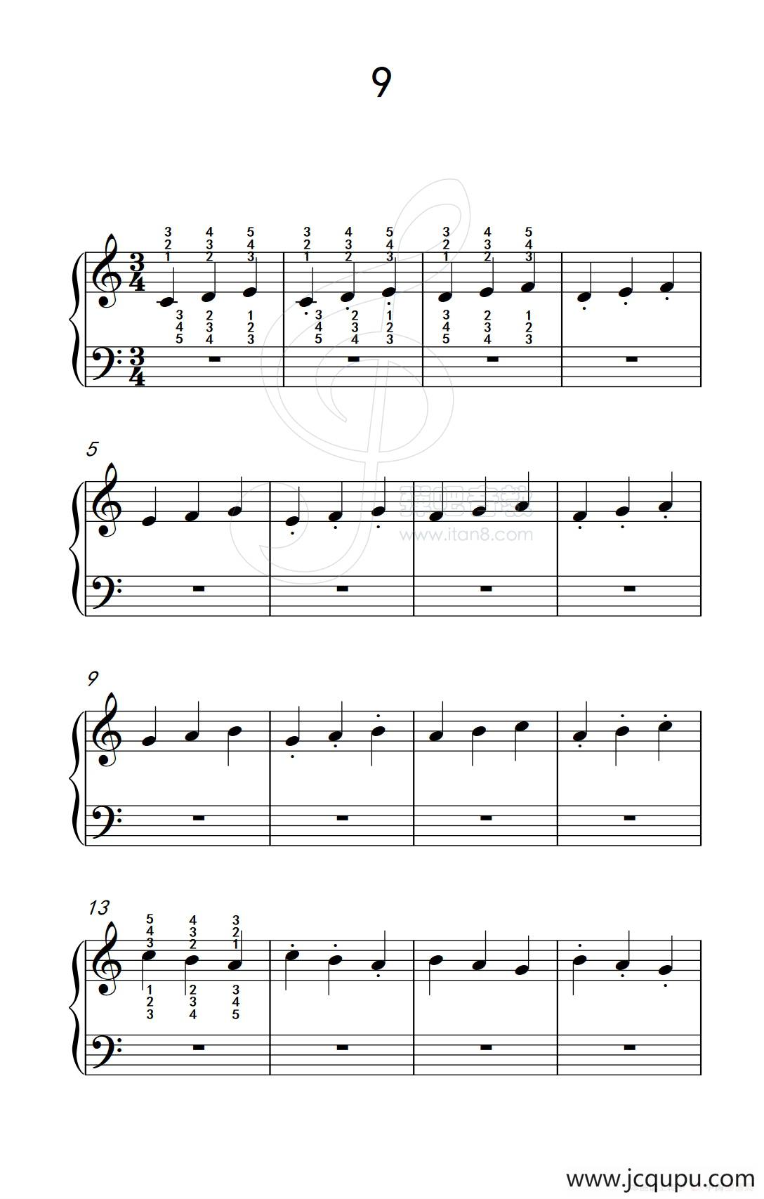 跳音练习 9（儿童钢琴手指练习 2）简谱