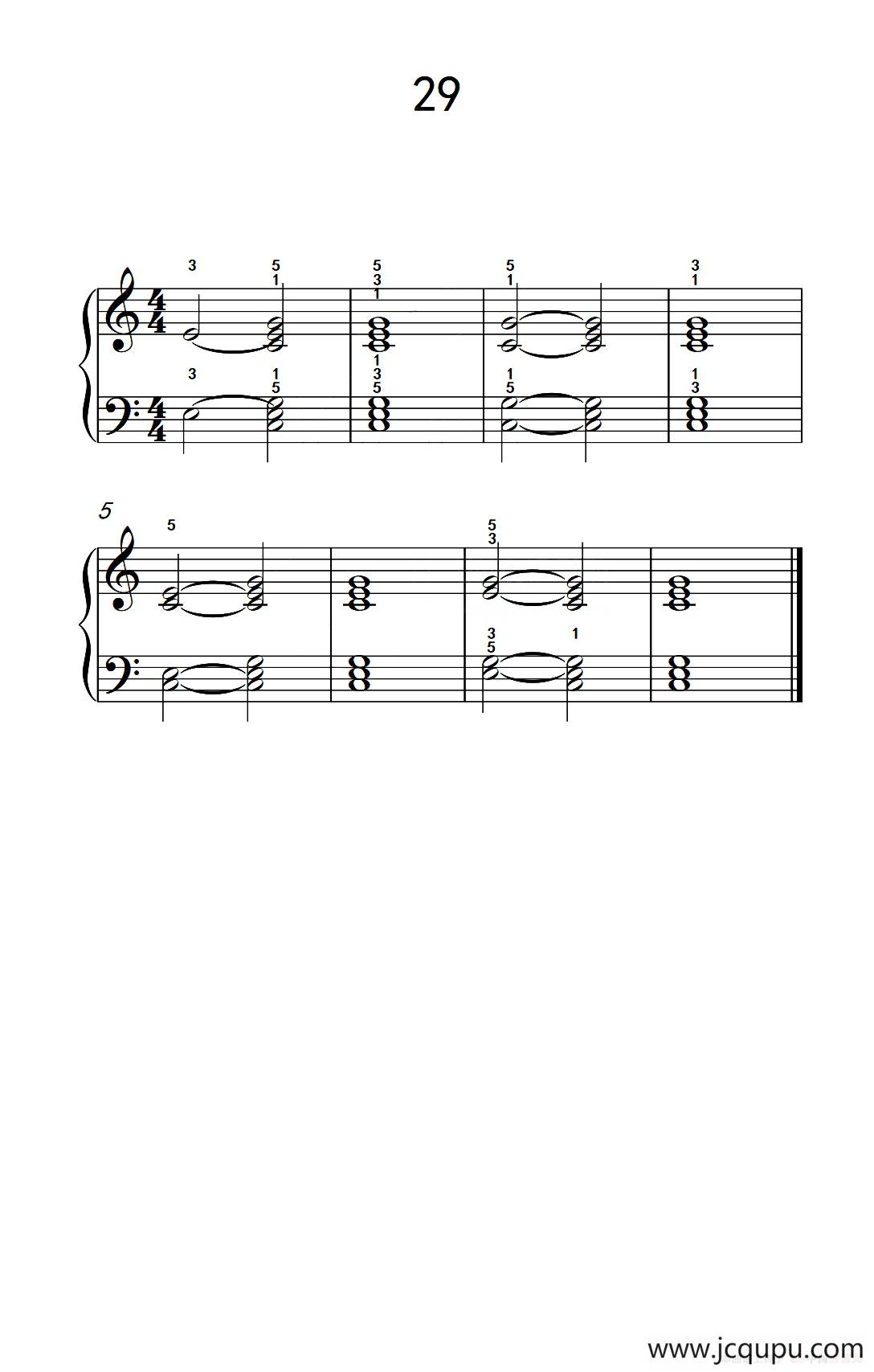 和弦练习 29（儿童钢琴手指练习 2）简谱