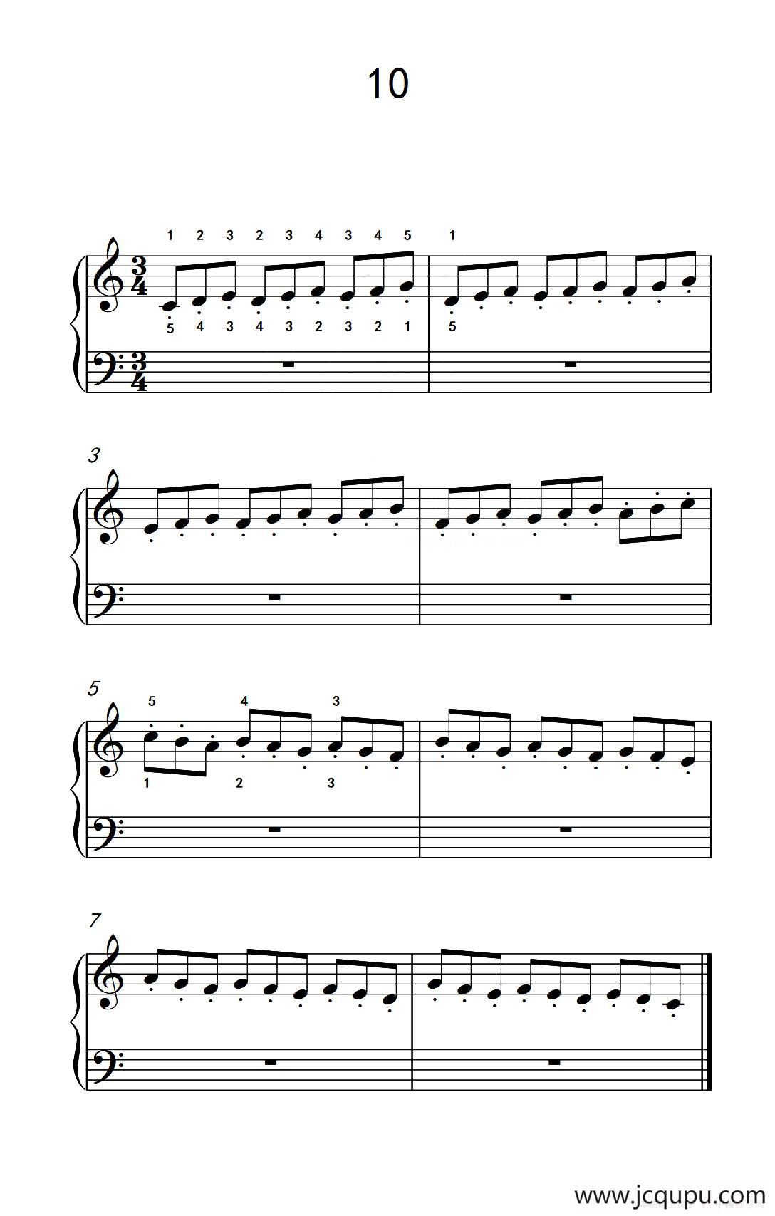 跳音练习 10（儿童钢琴手指练习 2）简谱