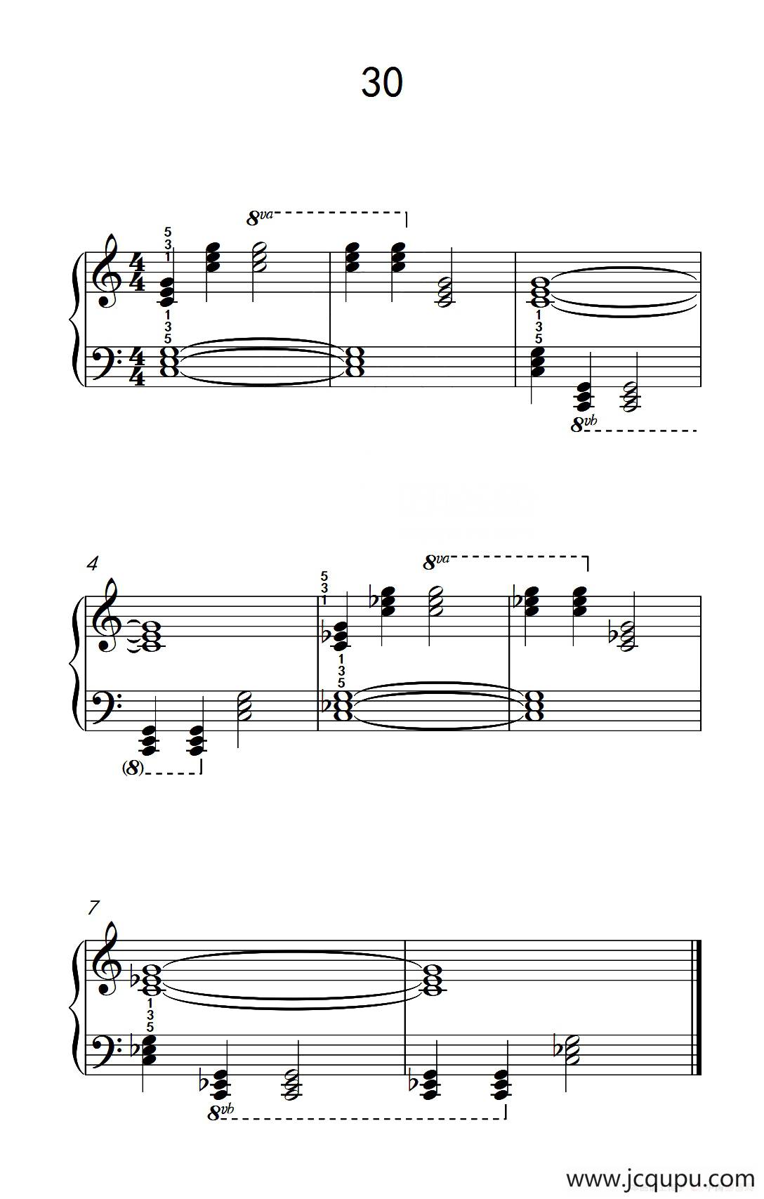 和弦练习 30（儿童钢琴手指练习 2）简谱