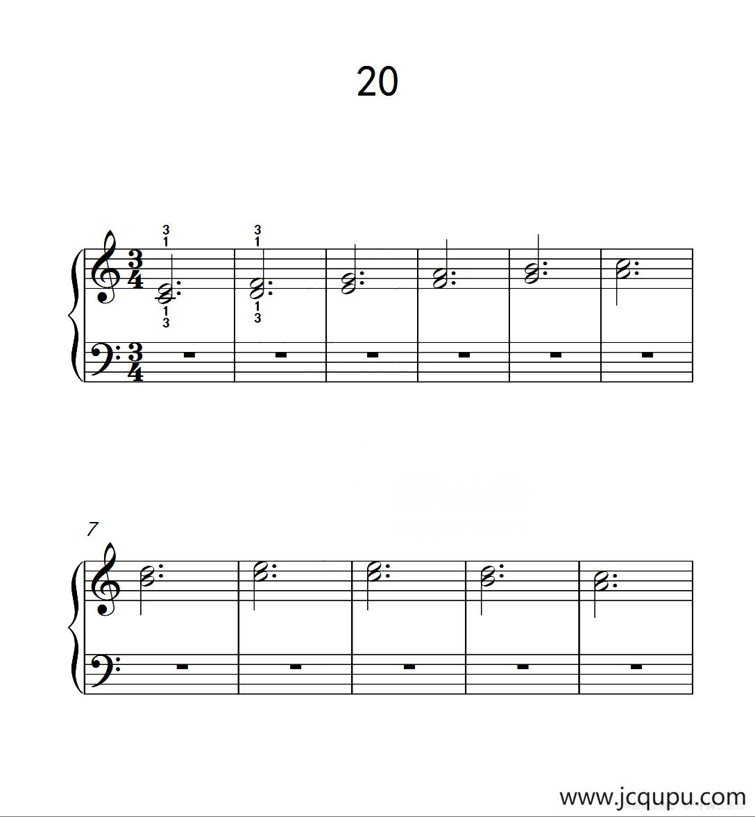 双音练习 20（儿童钢琴手指练习 2）简谱