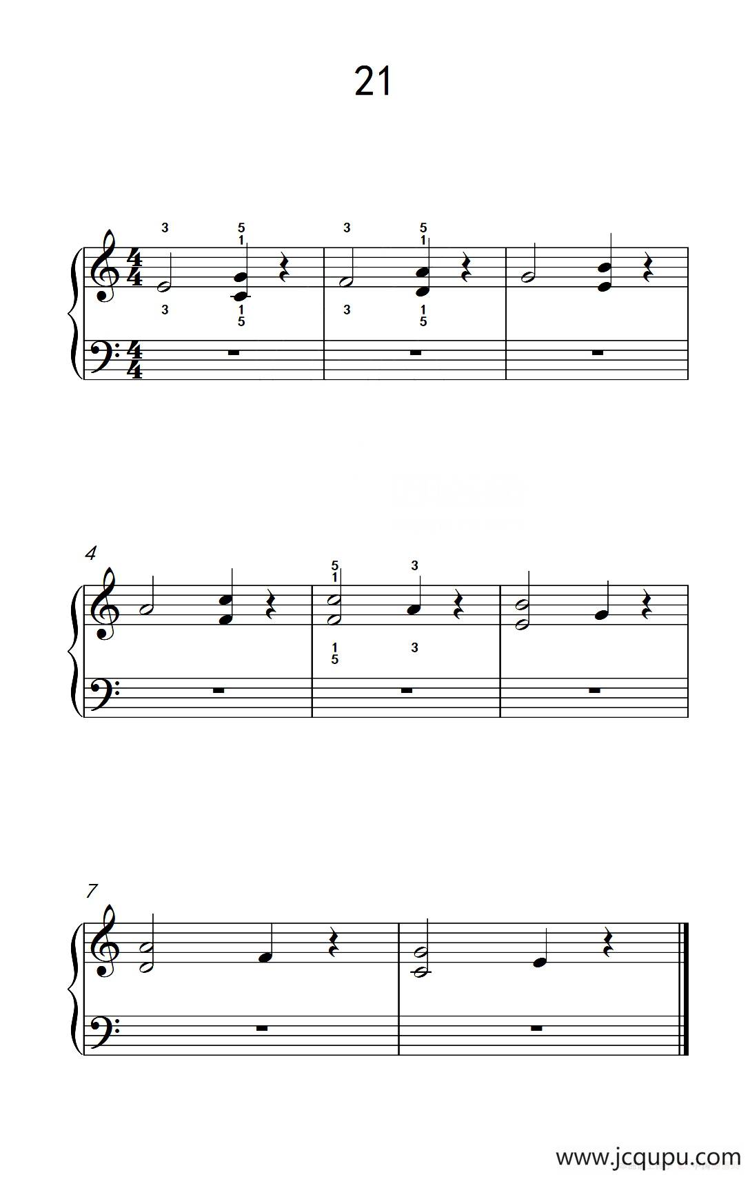 双音练习 21（儿童钢琴手指练习 2）简谱