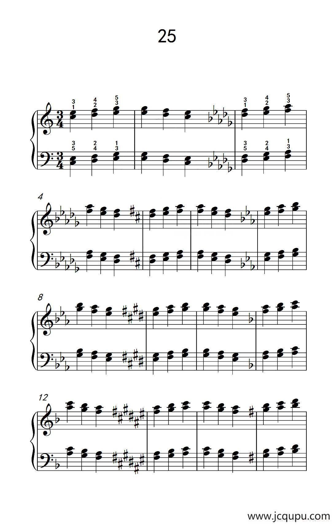 双音练习 25（儿童钢琴手指练习 2）简谱