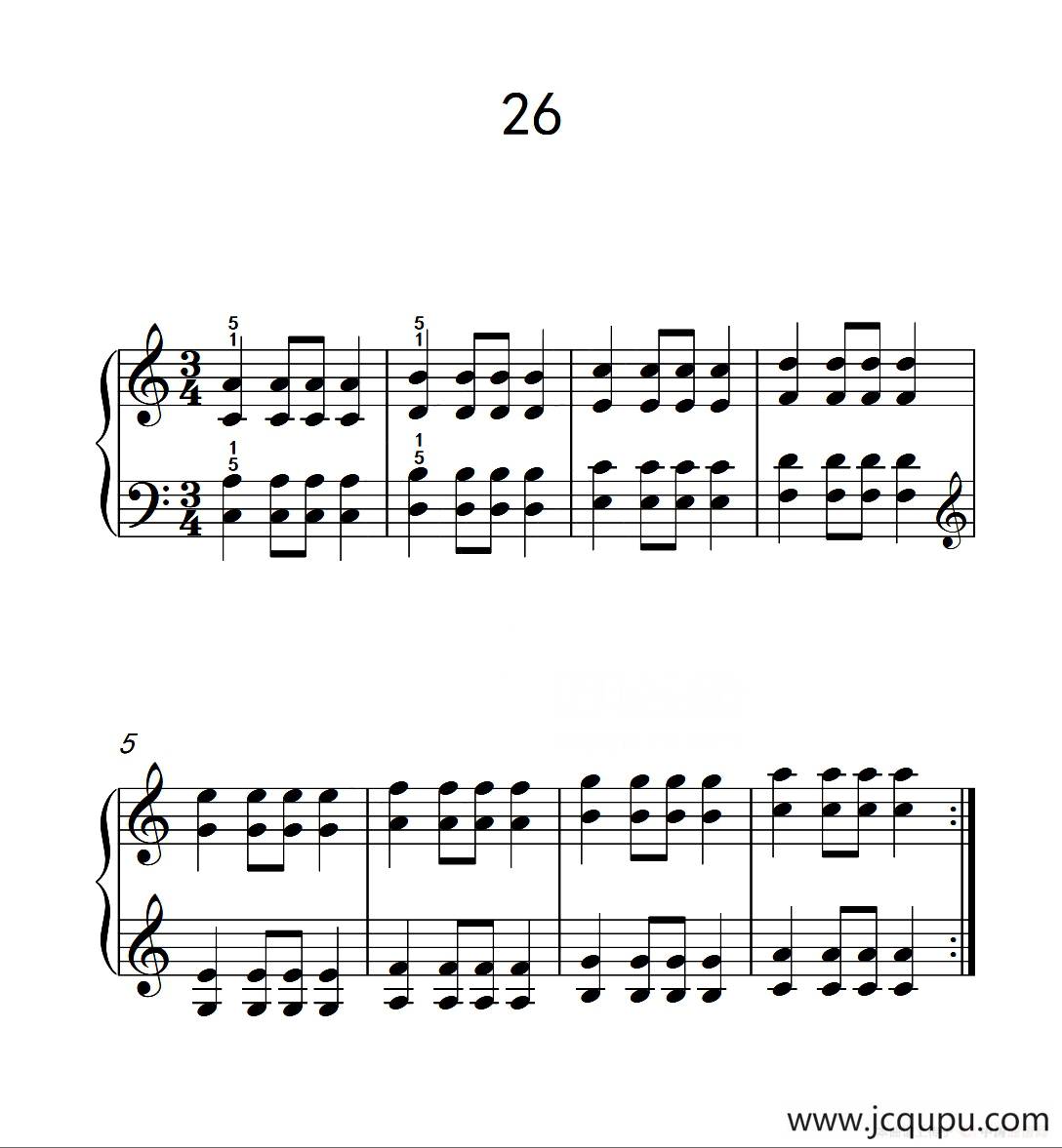 双音练习 26（儿童钢琴手指练习 2）简谱