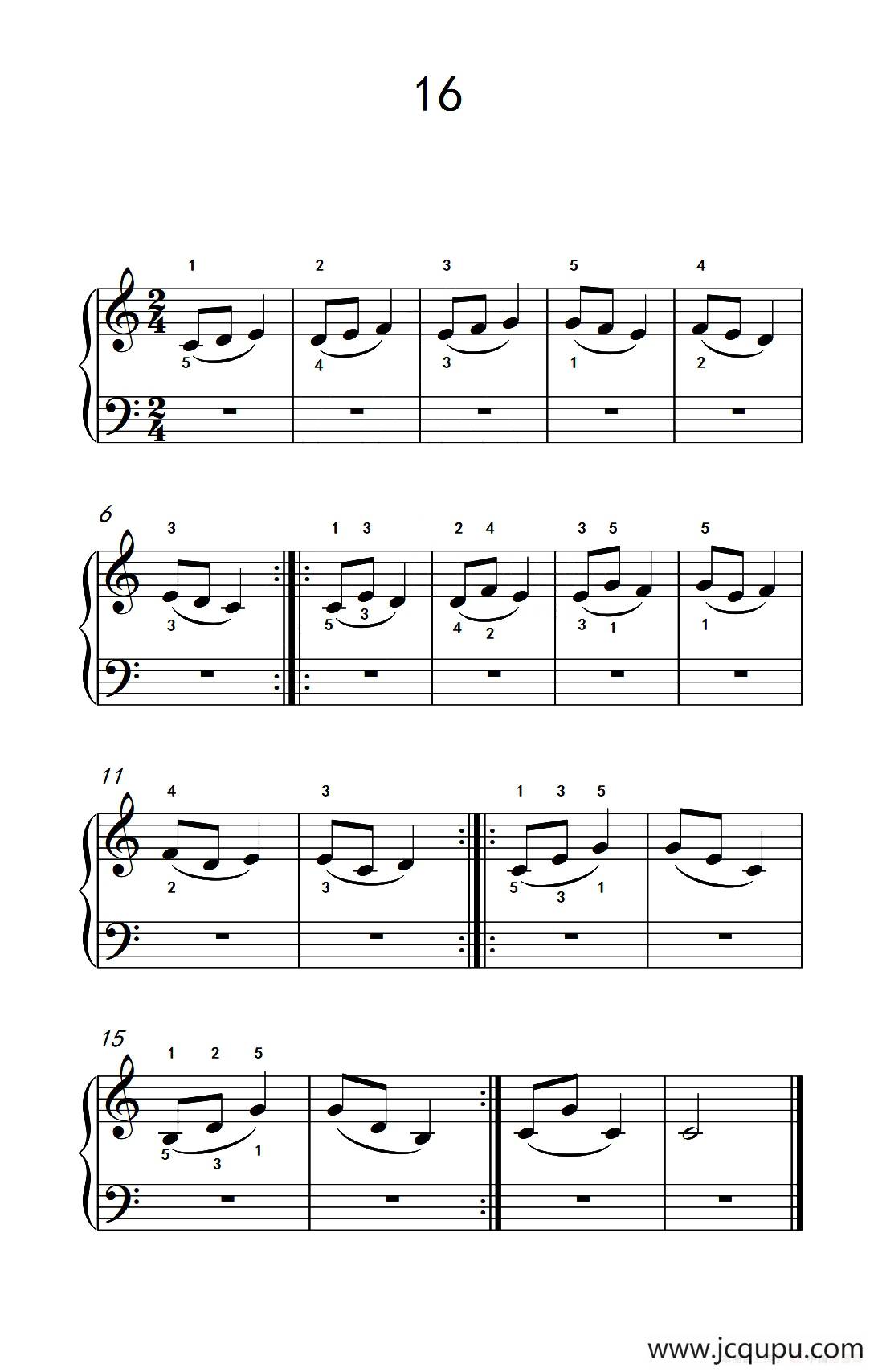 连音练习 16（儿童钢琴手指练习 2）简谱