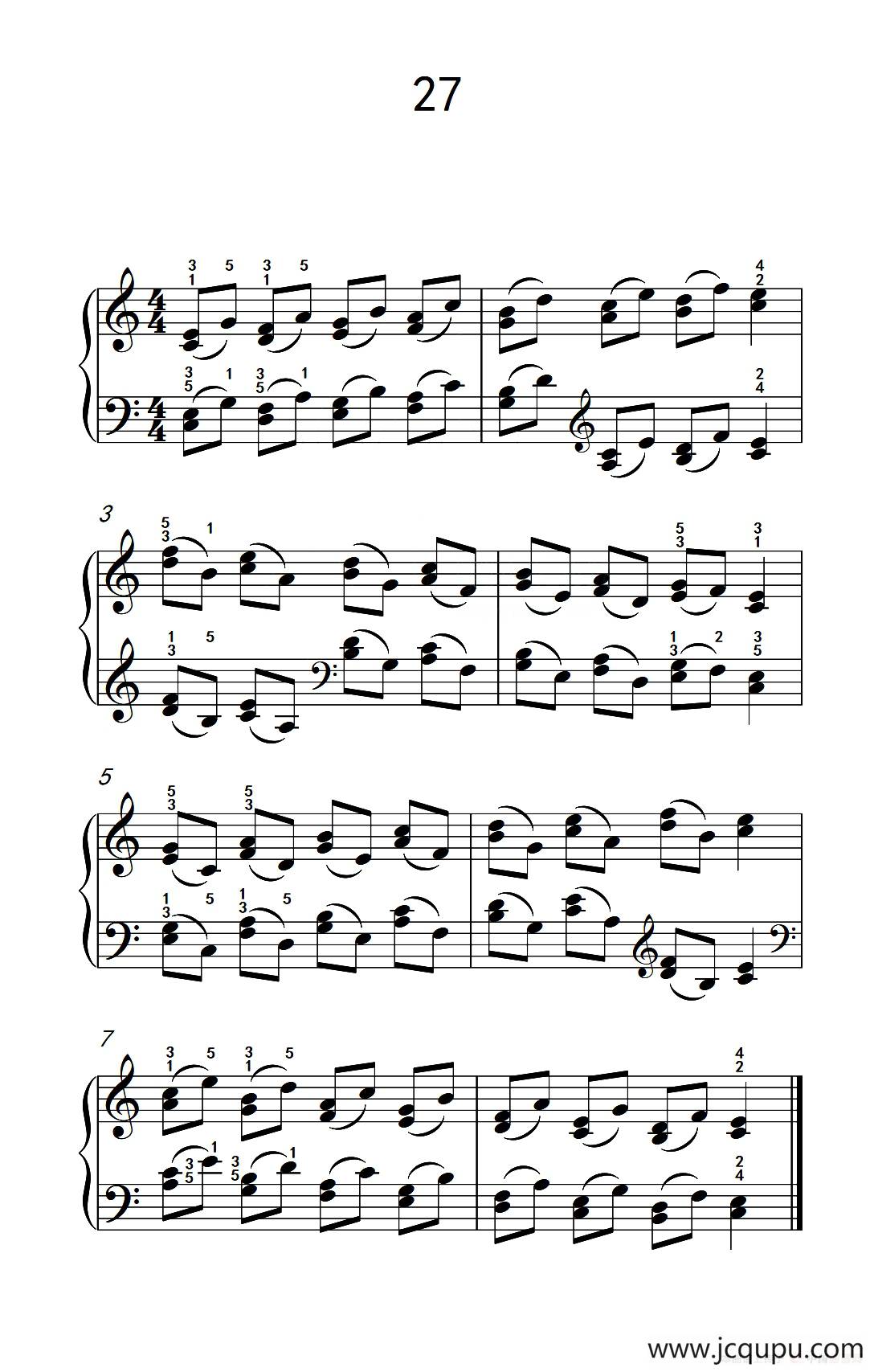 双音练习 27（儿童钢琴手指练习 2）简谱