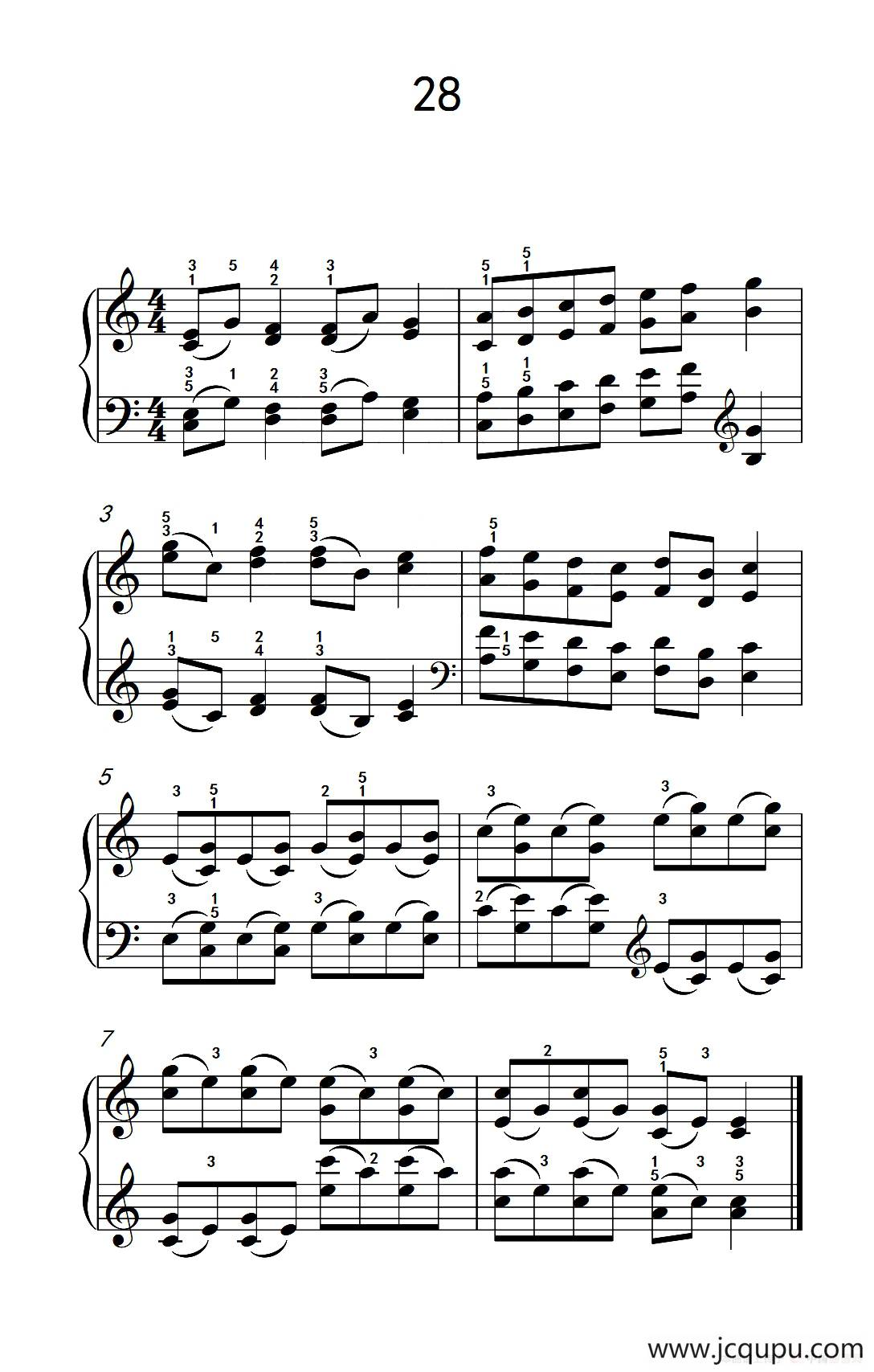 双音练习 28（儿童钢琴手指练习 2）简谱
