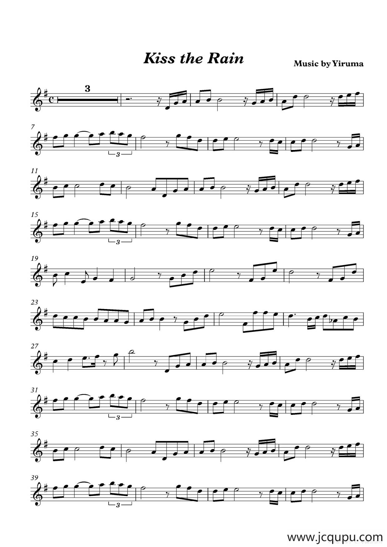 kiss the rain（雨的印记小提琴谱）简谱