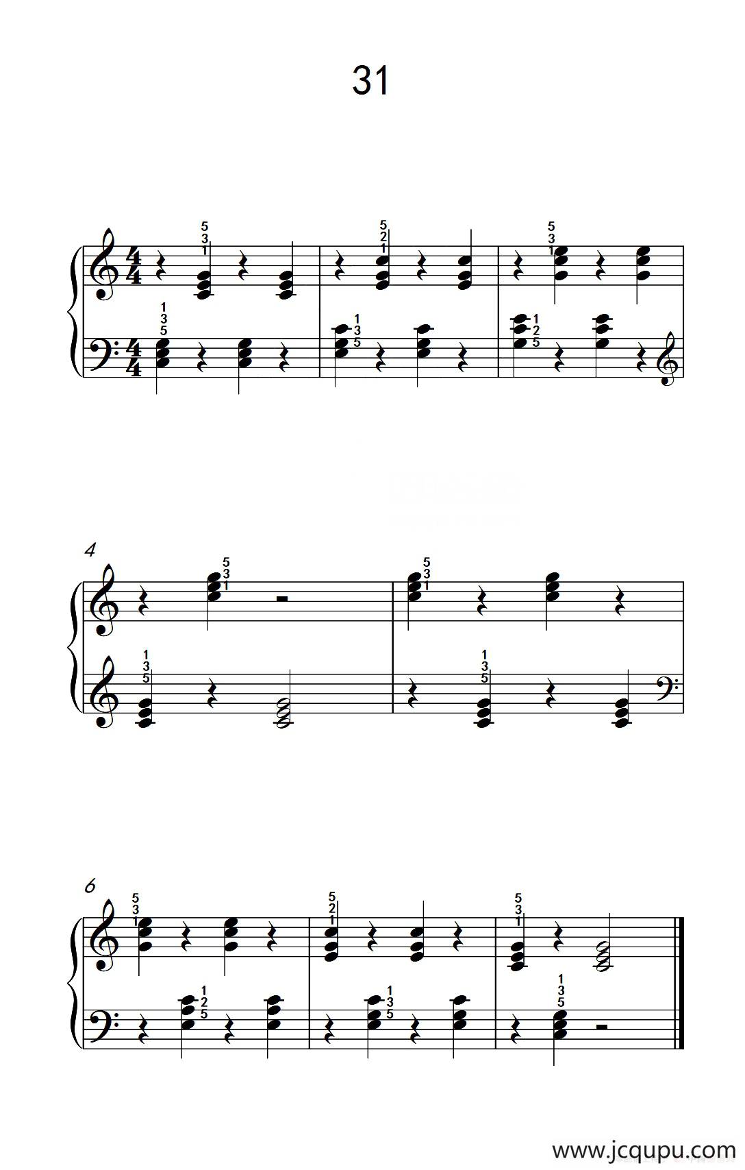 和弦练习 31（儿童钢琴手指练习 2）简谱