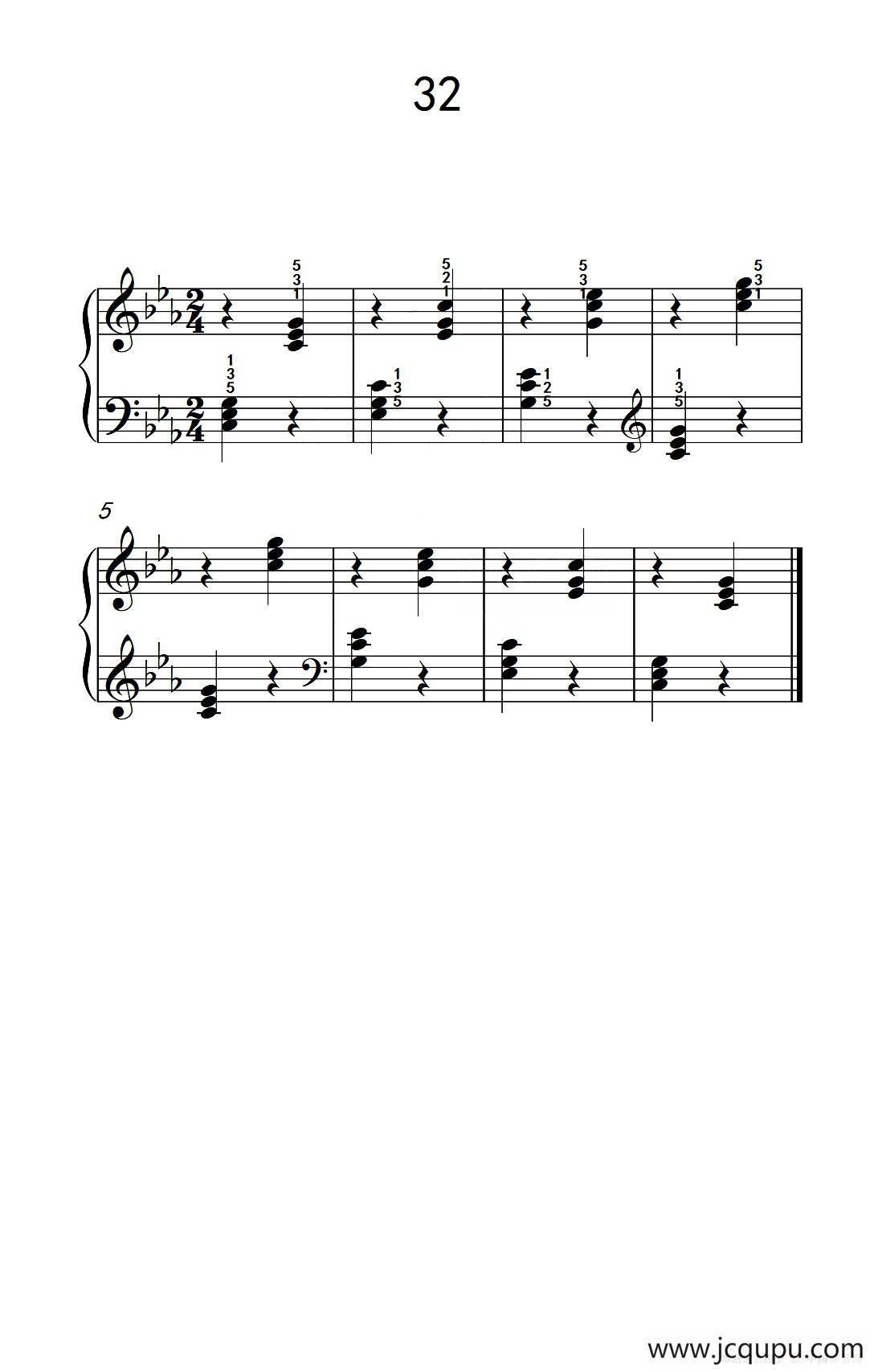和弦练习 32（儿童钢琴手指练习 2）简谱