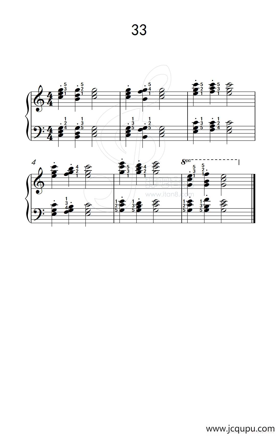 和弦练习 33（儿童钢琴手指练习 2）简谱