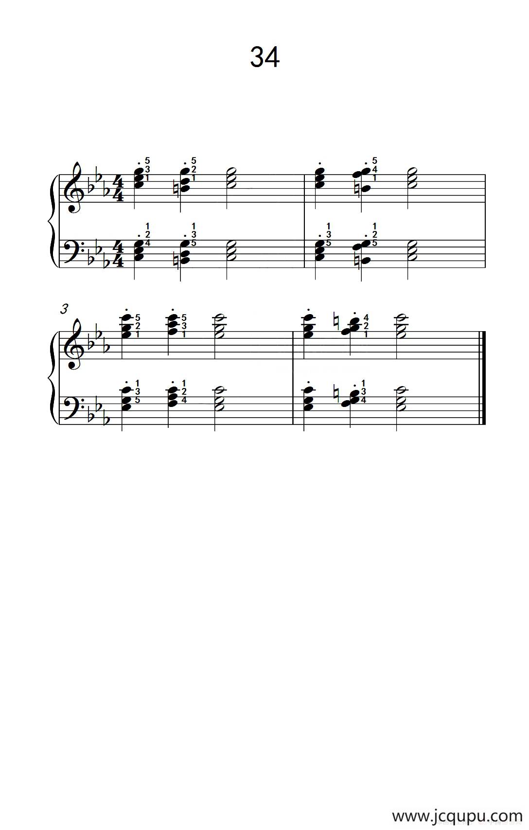 和弦练习 34（儿童钢琴手指练习 2）简谱