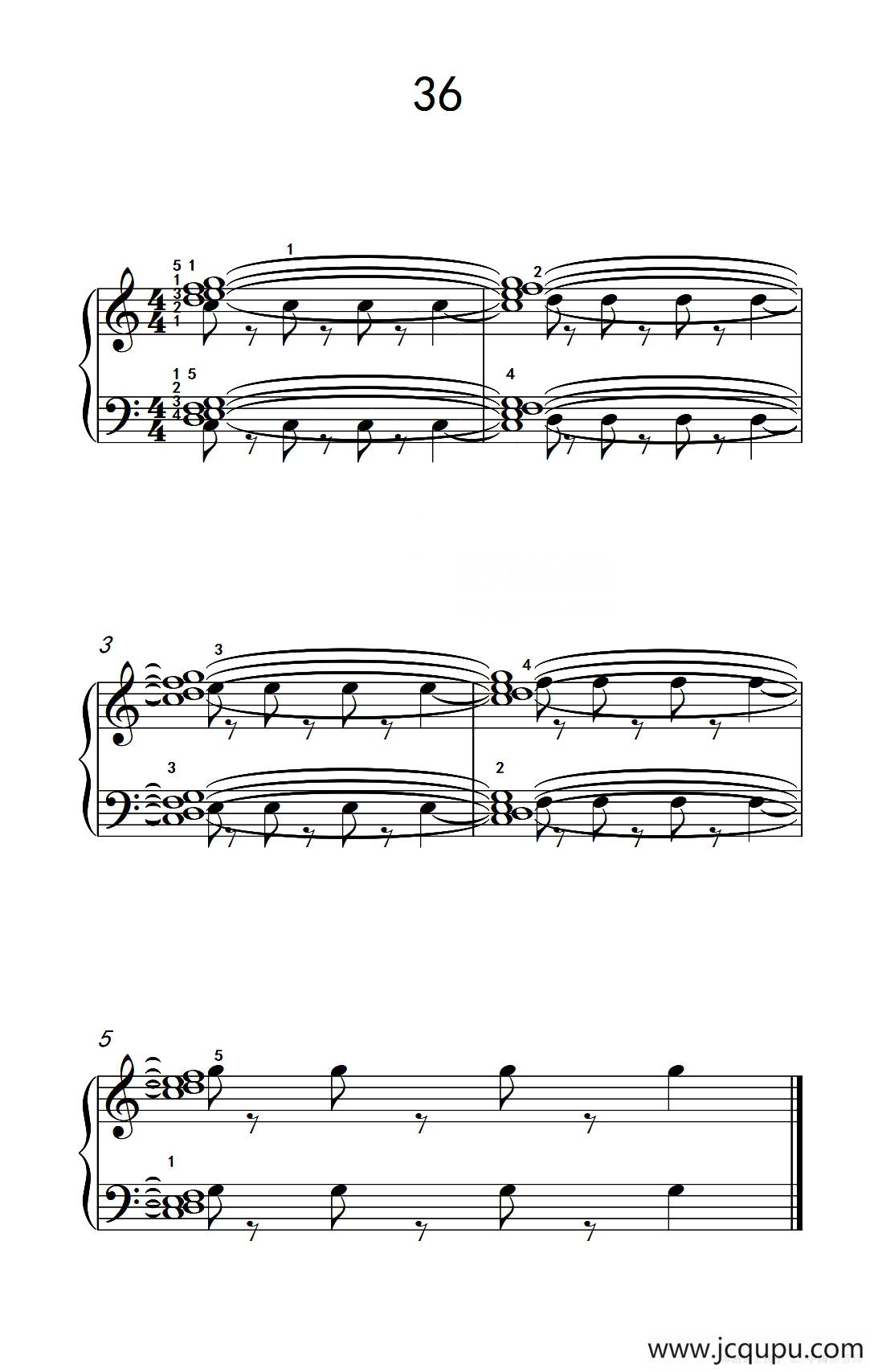 加强手指独立性的练习 36（儿童钢琴手指练习 2）简谱