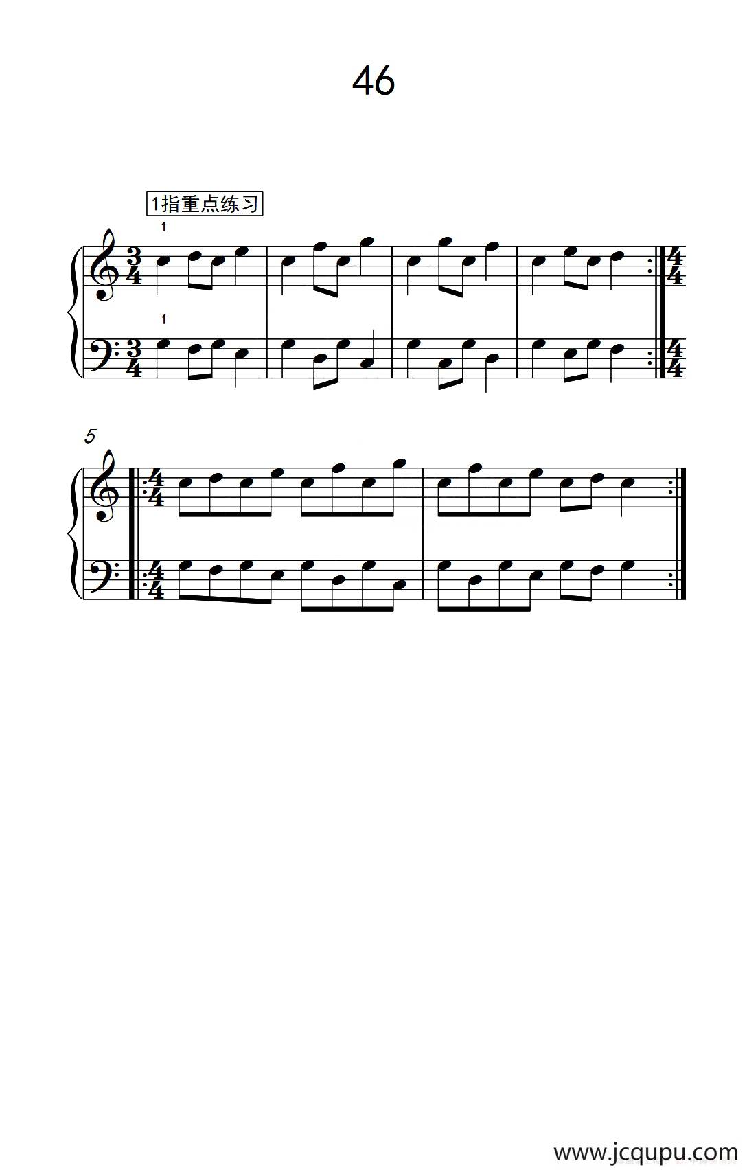 分指重点练习 46（儿童钢琴手指练习 2）简谱