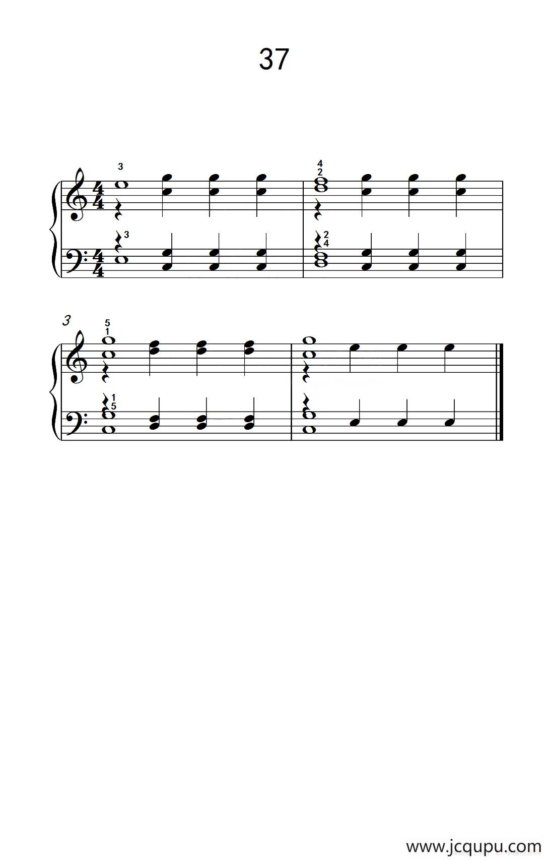 加强手指独立性的练习 37（儿童钢琴手指练习 2）简谱