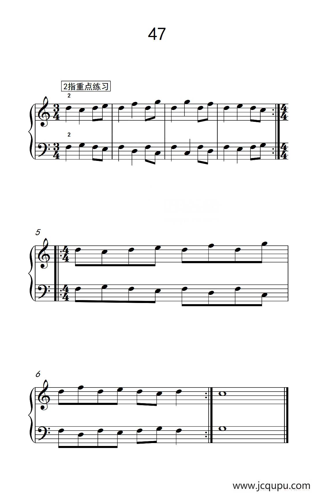 分指重点练习 47（儿童钢琴手指练习 2）简谱